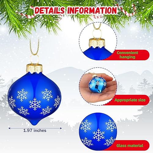 Miniatura 2 de 24 adornos colgantes de caramelo de menta navideña, bolas de vidrio, copos de nieve de Navidad, puntos de nieve, rayas, decoración de blanco, rojo,