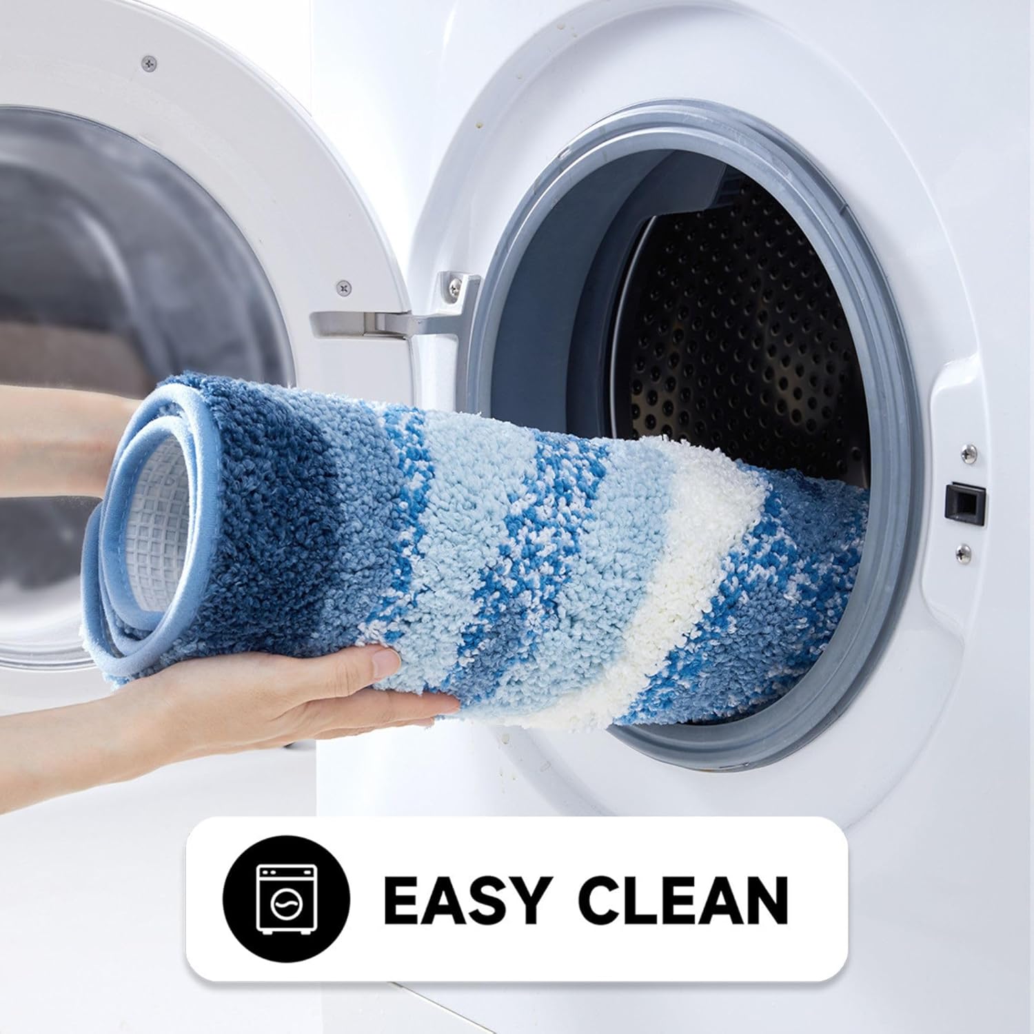 Luxury Microfiber Bath Mat, Extra Soft and Absorbent Carpet, Blue, Non-Slip Plush Shaggy Bathroom Rug, Machine Wash Dry, Bath Rugs for Bathroom and Bedroom Floor, Tub and Shower (50x120cm)