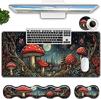 Vista 13 de Juego de alfombrillas de mouse para teclado, alfombrilla grande para mouse + reposamuñecas para teclado, soporte de muñeca + portavasos, alfombrilla