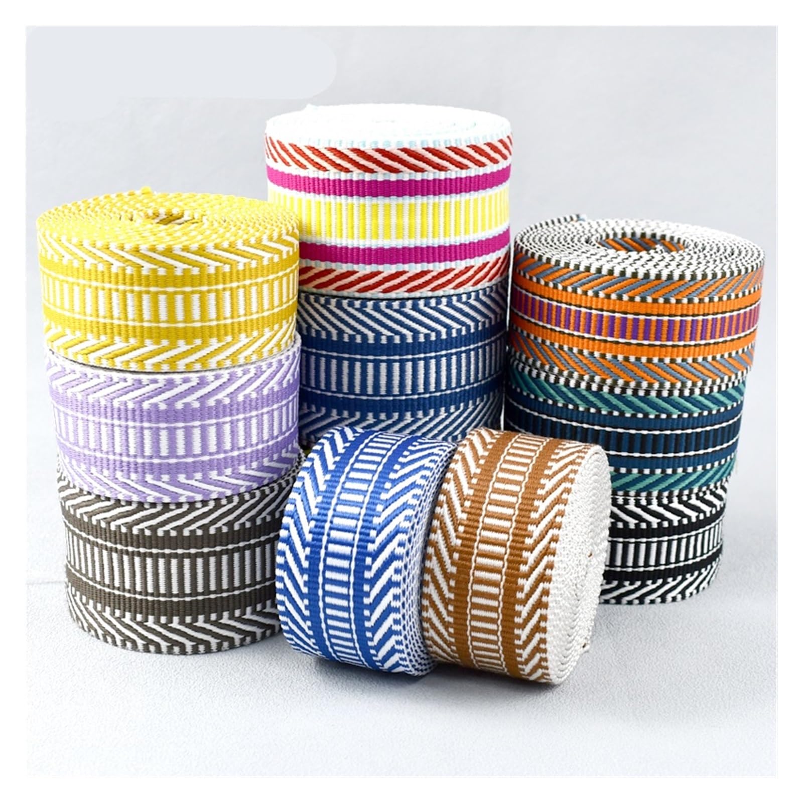 nylonowe taśmy, Taśma nylonowa wielokolorowa 38 mm 2 m estrowa żakardowa wstążka(Rd155-lightpurple)