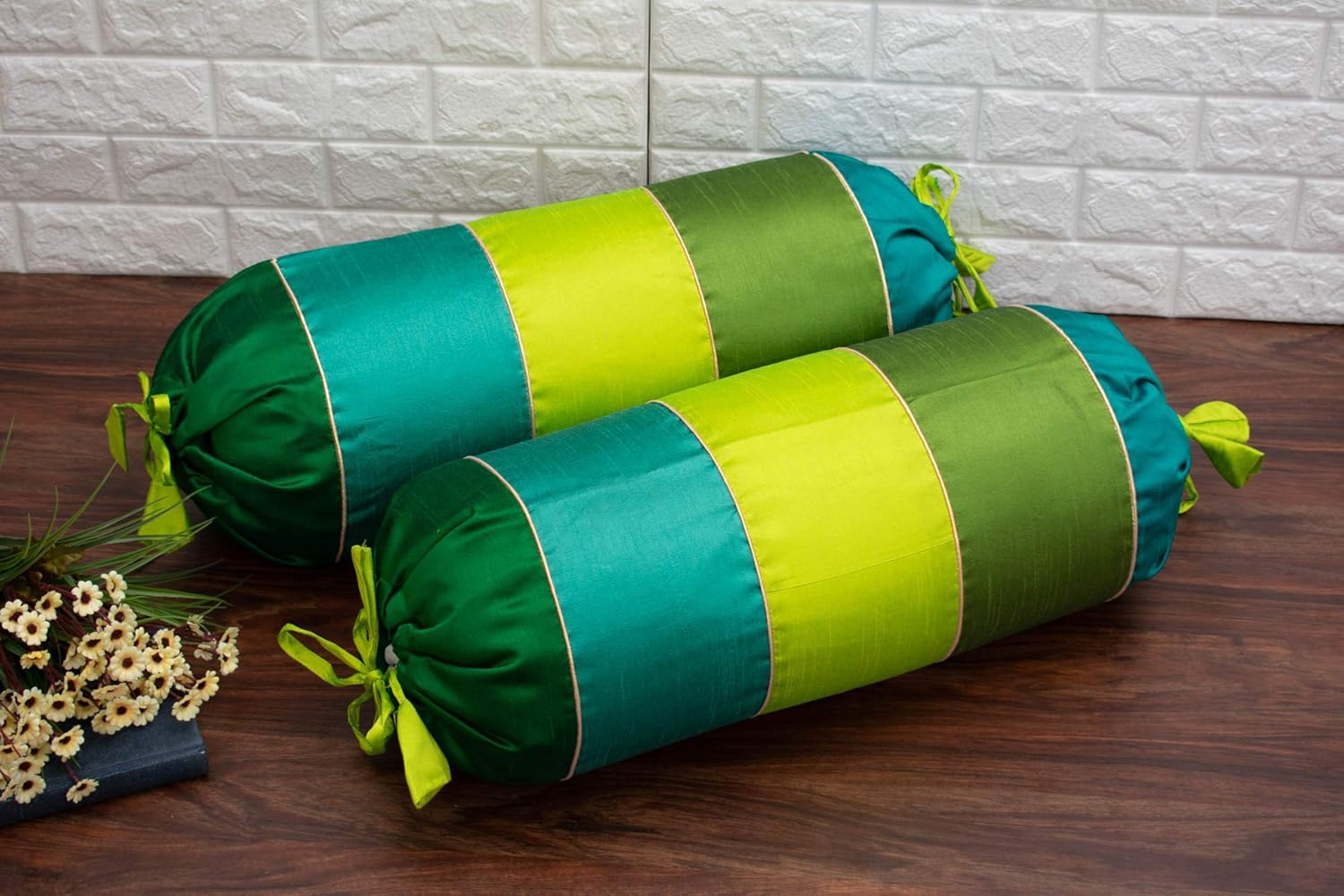 Buy Royal DecoFurnishing Art Silk Go Designer Bolster Covers Set of 2