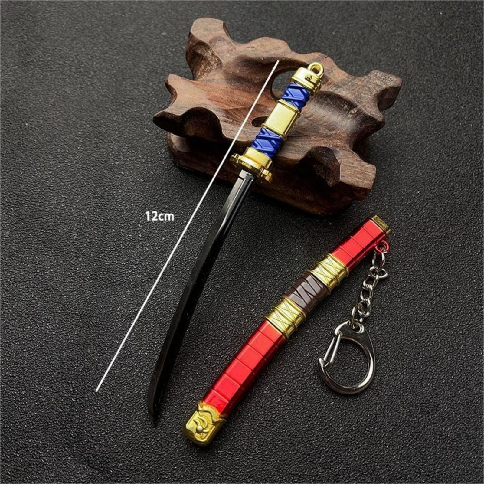ixampoun 2ps Mini Toy Katana Keychain, Metal Model Sword with Pull Out Best Gift for Anime Lovers Samurai Sword Game Series (colours 1)