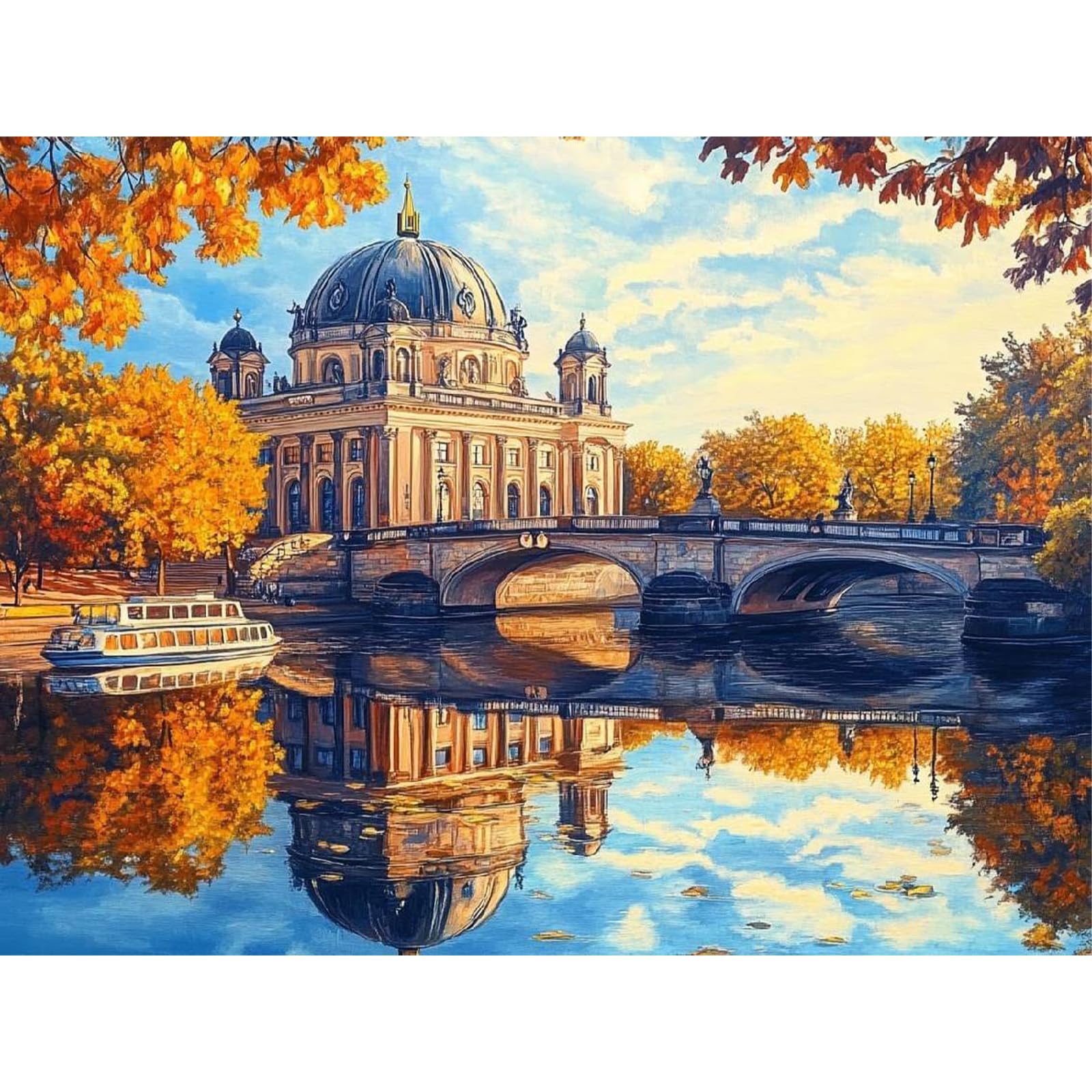 Bowetile Framed Landscape Paint by Numbers for Adults Canvas,Castle Painting by Numbers Kit for Beginners Canvas, DIY Color Oil Painting Acrylic Paints for Home Wall Decor30x40cm