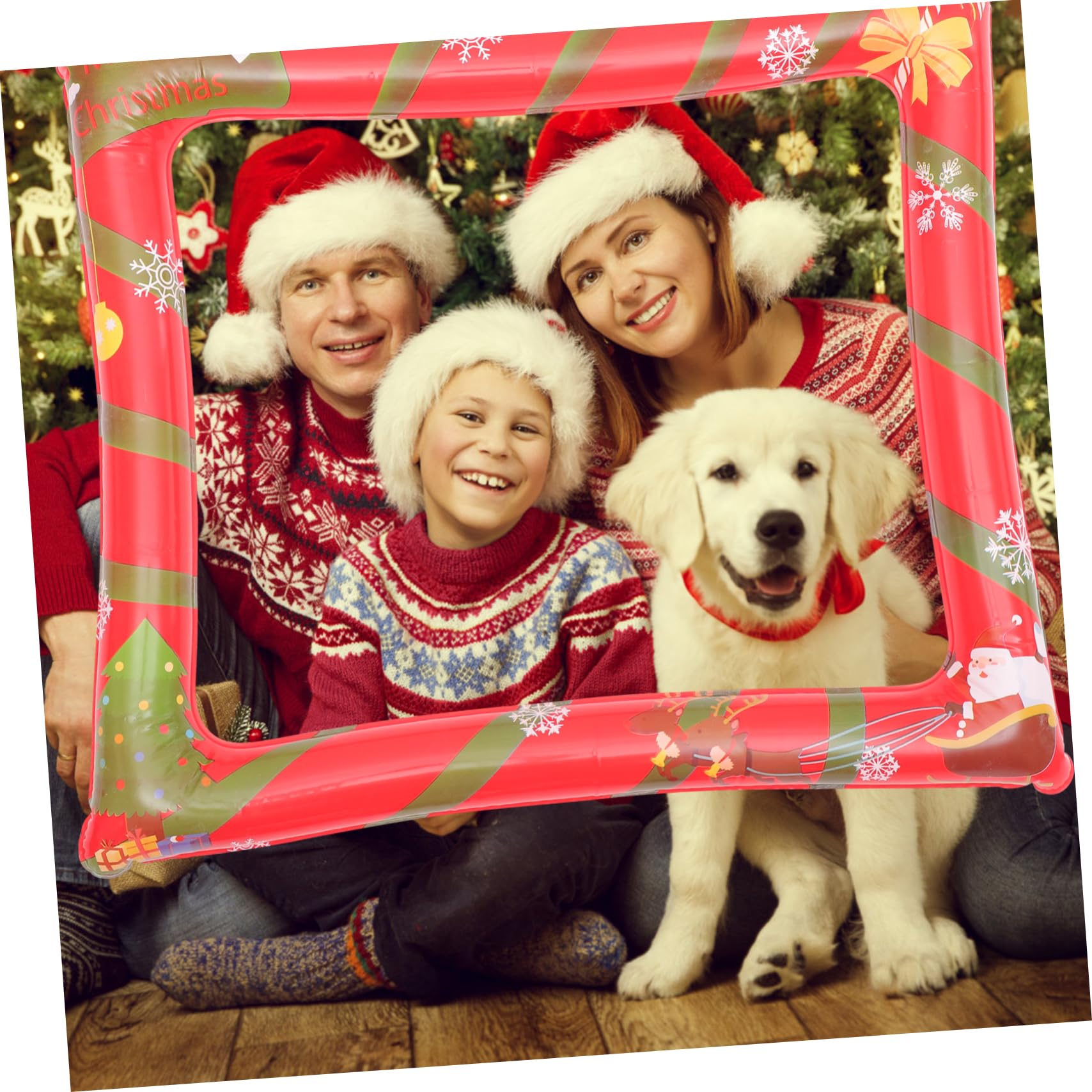 2stücke Aufblasbarer Weihnachtsfotorahmen Für Party Foto Requisiten Weihnachtsdeko Fotoautomaten-Requisiten Weihnachtsfoto-Ornament Luftdicht Und Sicher