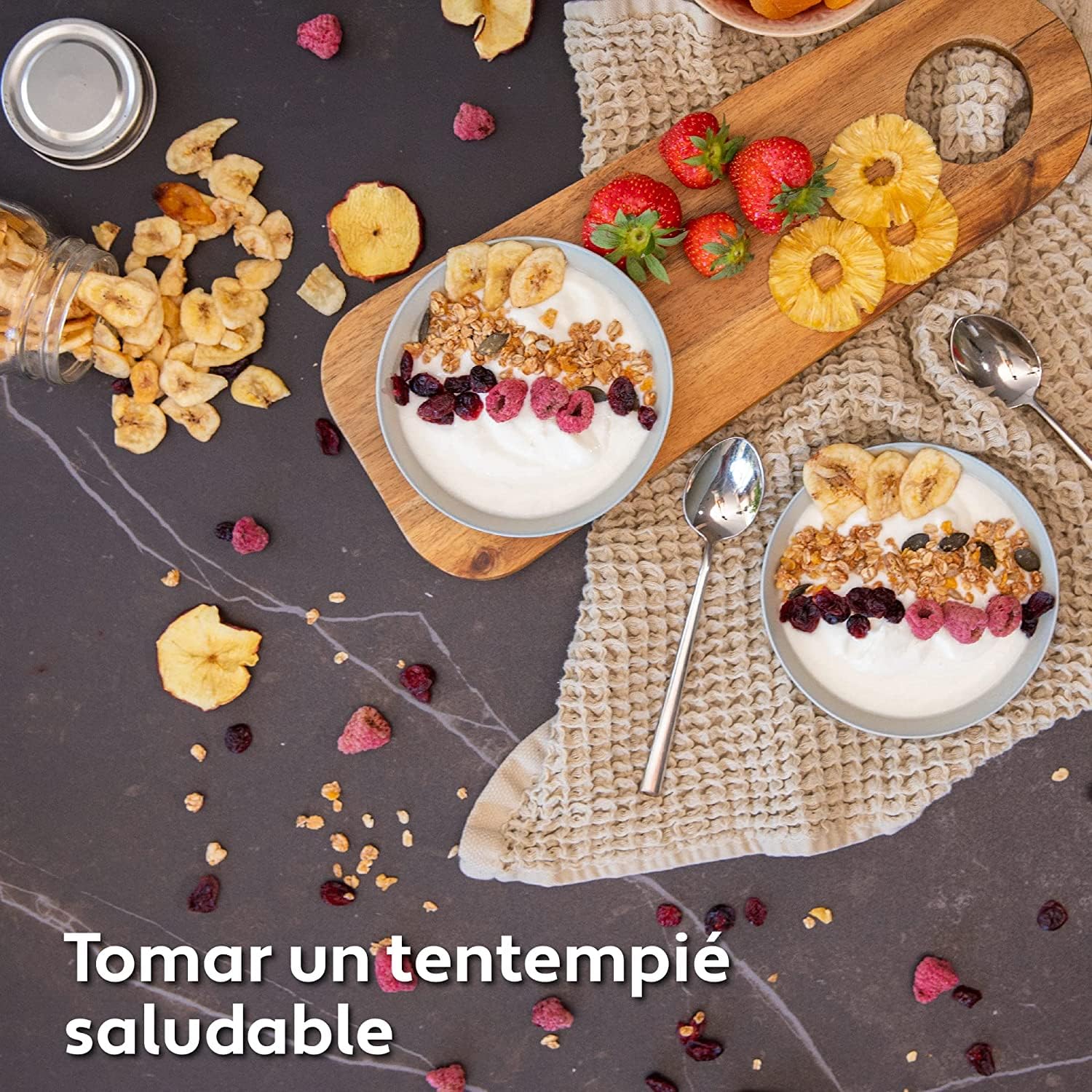 Vita5 Deshidratador de Alimentos con 6 Bandejas de Acero Inoxidable - Deshidratador con Temperatura Regulable 35-75°C - Deshidratadoras de Carne, Setas y Fruta con Timer 24h – 650W Desidratadoras