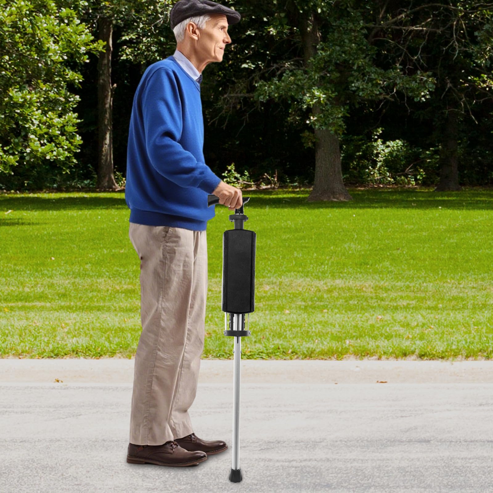 Bastone da passeggio pieghevole con sedile, 12 cm, pieghevole, per adulti e anziani, carico massimo 120 kg, per viaggi all'aria aperta