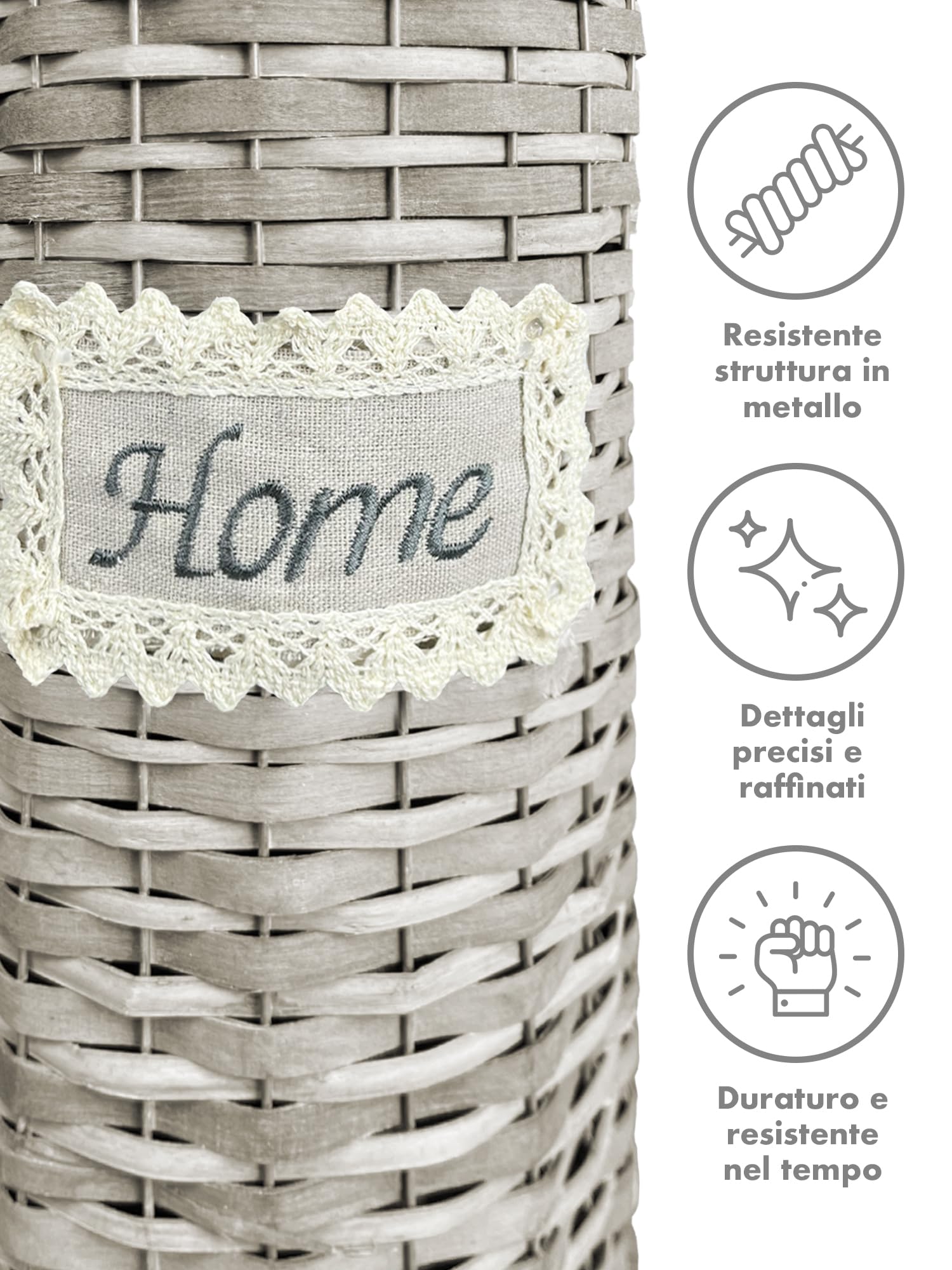 Portarotolo Carta Igienica Da Terra Con Coperchio Portacarta Struttura Robusta In Metallo In Vimini Intrecciato Fino a 4 Rotoli Con Rivestimento Elegante Design Moderno Accessori Bagno - Home