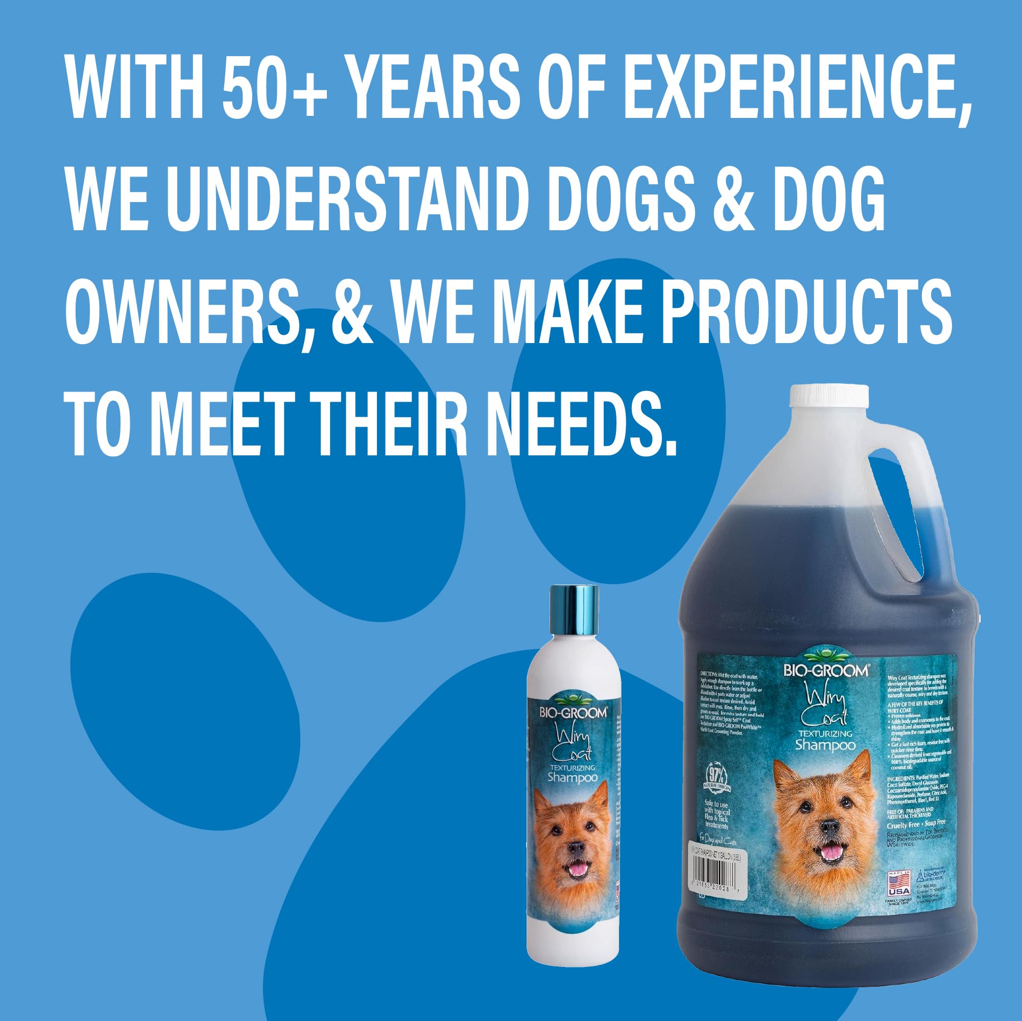 Bio-Groom - Wiry Coat - Hundeshampoo - Für Rassen mit grobem, drahtigem, trockenem Fell - Verleiht Textur und Fülle - Mit Sojaprotein - Mild und sanft - 3,8 L