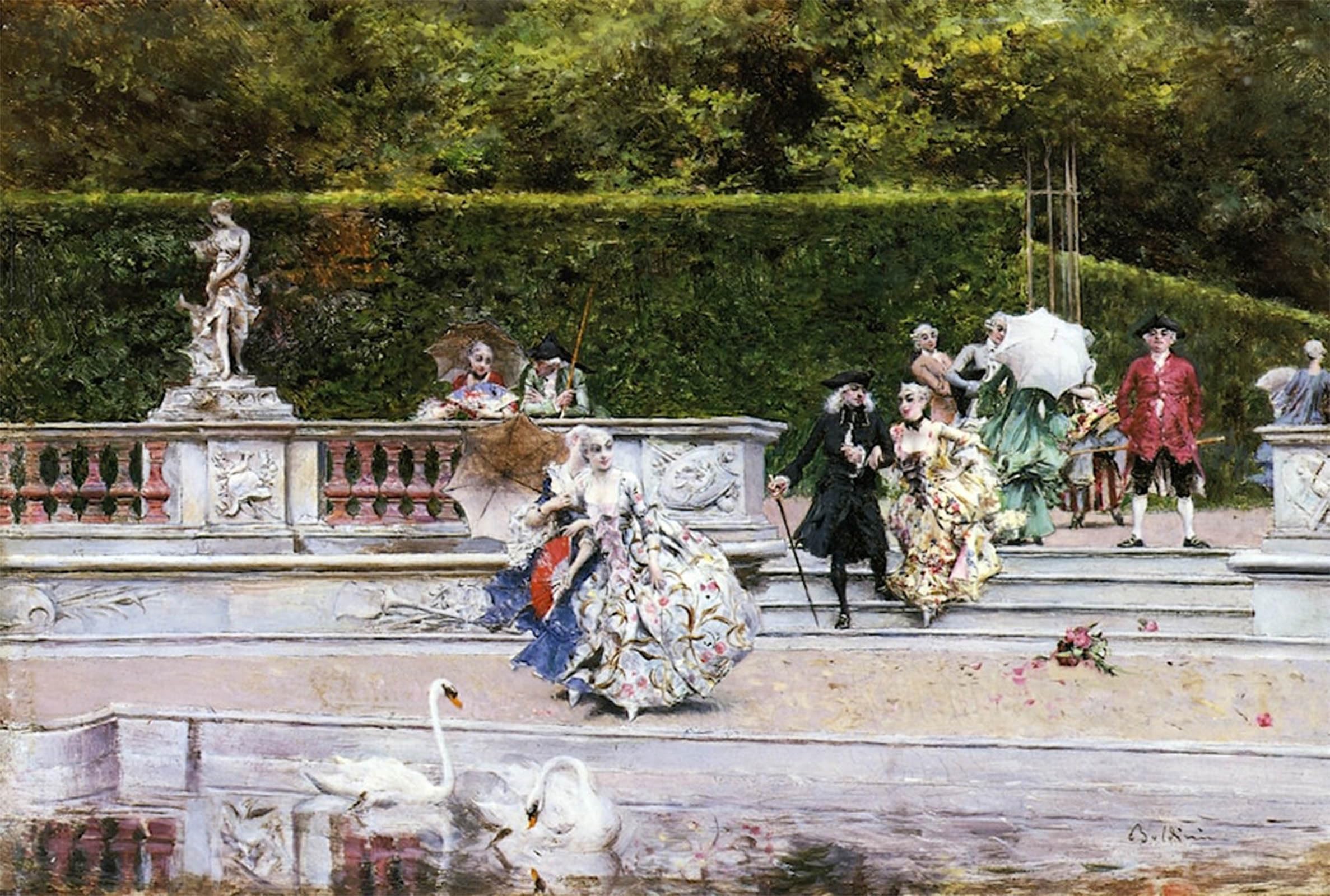 SERENDIPITP Abstract Painting Mural Print Picture Wall Decor Painting Scene Galante by Boldini Vintage Wall Artwork for Home Decor 60x90cm