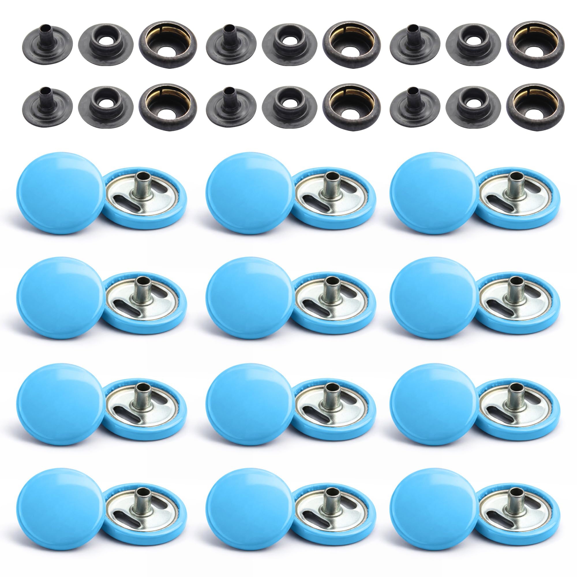 Weddecor Beige 15mm Botones a Presión Metal Resistente Níquel Libre 4 Partes Cierres Remaches Botón para Cuero Manualidades, Chaquetas, Bolsas, Tiras, Jeans, Ropa Reparación - Pack De 10