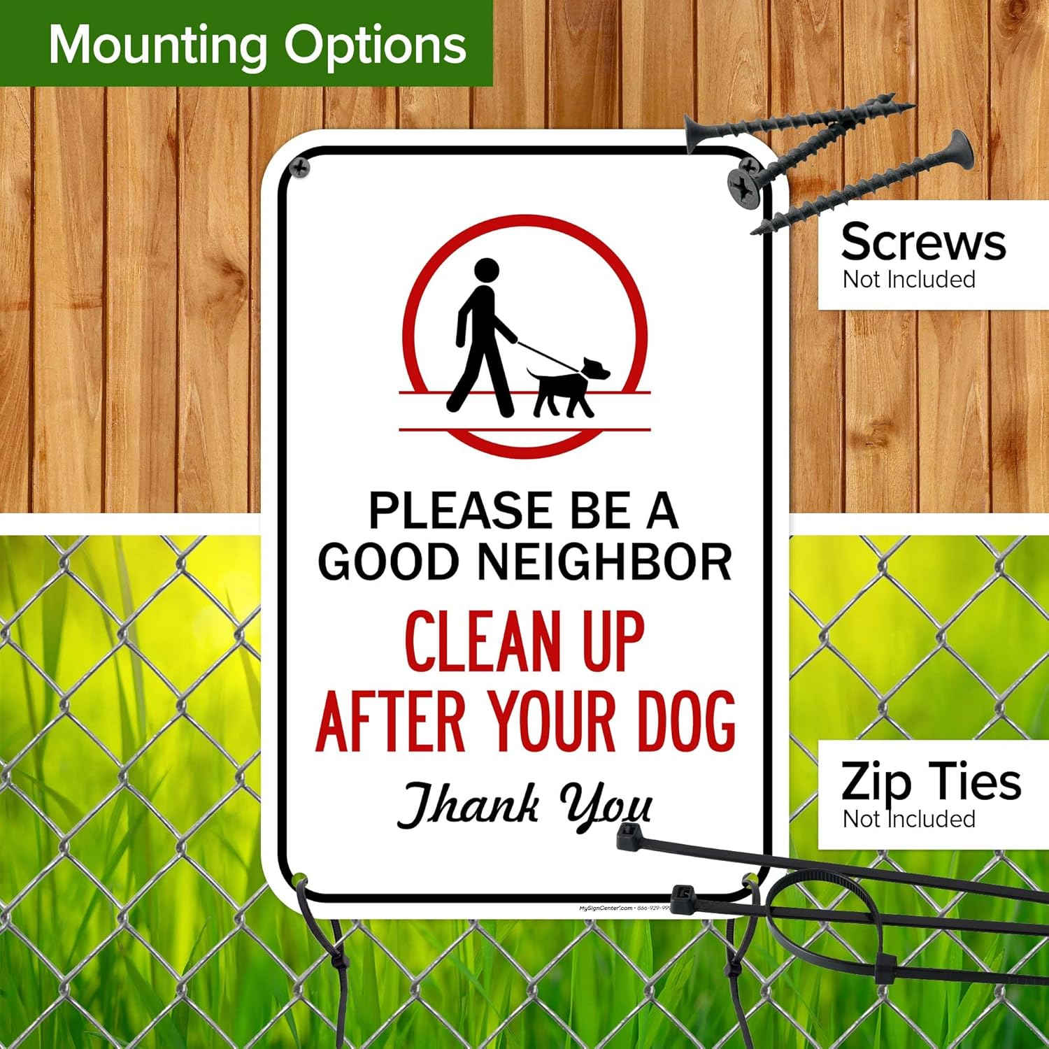 Please Be A Good Neighbor Clean Up After Your Dog Thank You Sign, 12x18 Inches, 55 mil thick HDPS (high density polystyrene), Made in USA by My Sign Center