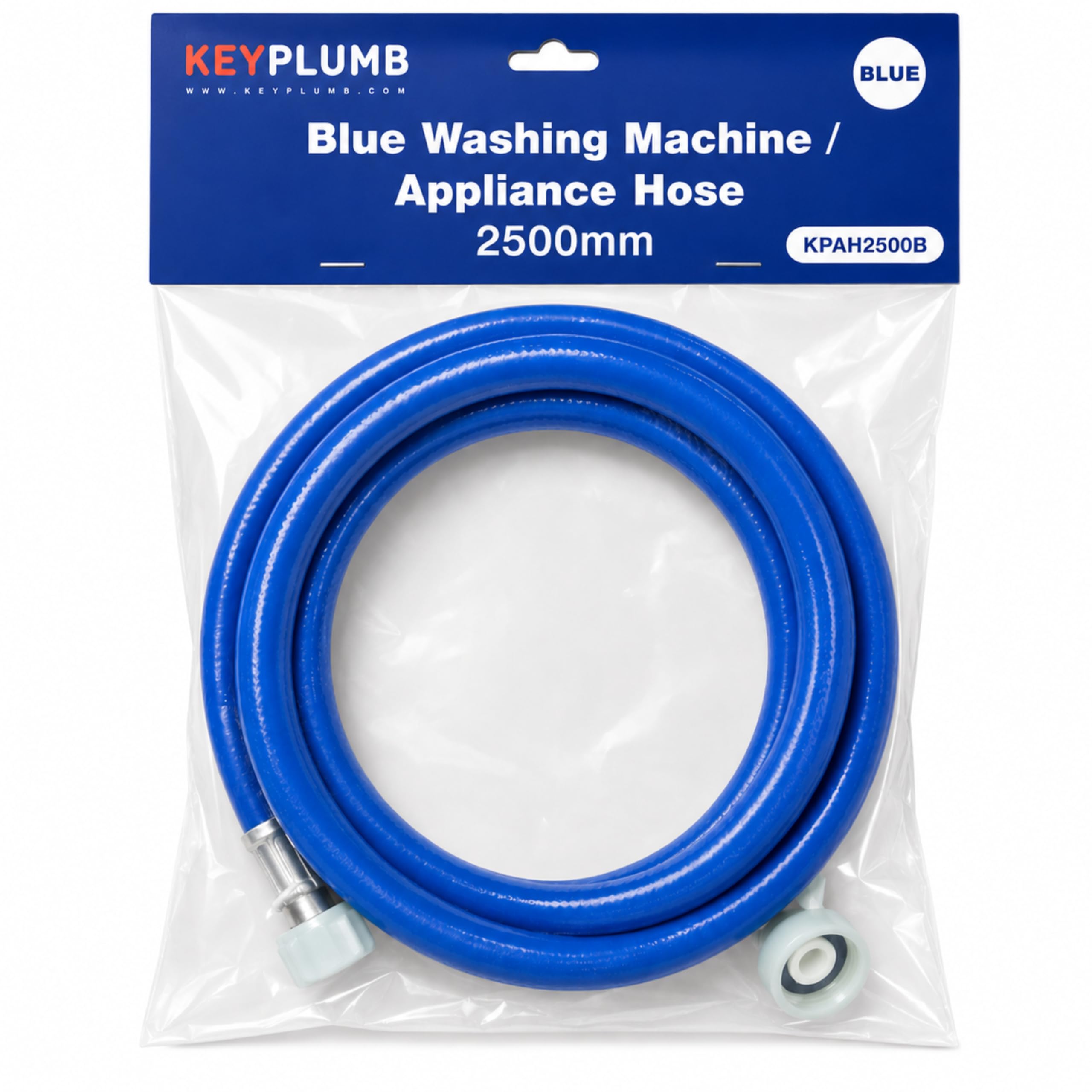 Excel Home Blue Universal Washing Machine Hose | Dishwasher Hot Water Fill Inlet Pipe Feed Hose | Universal Inlet Pipe Feed Hose For Washing Machines (, 2.5 Meter)