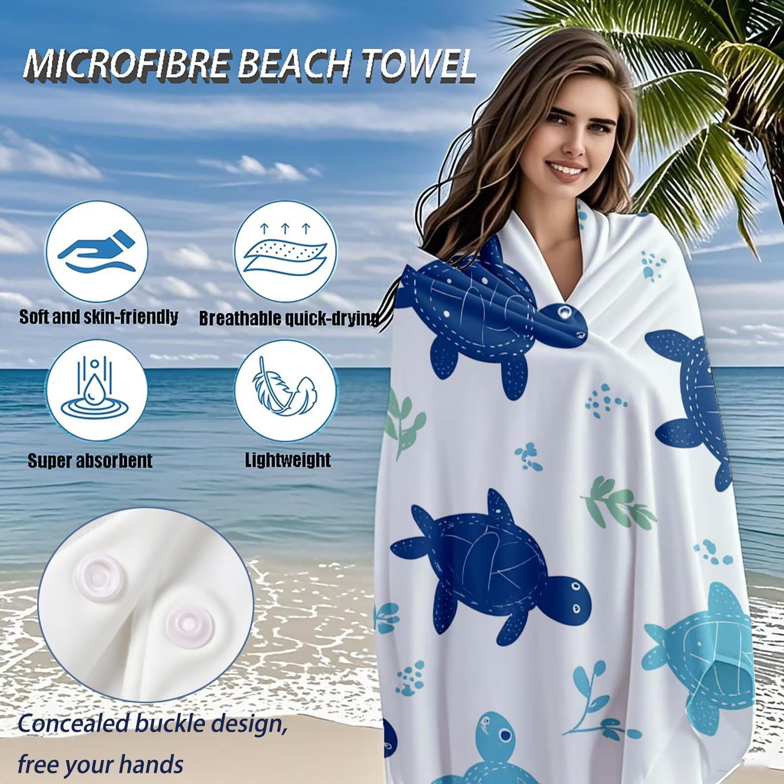 Serviette de Plage XXL 80x160 cm,Mignon Serviette Plage Microfibre avec Séchage Rapide, Anti-Sable, Absorbante Fonction Design pour Vacances Piscine Pique-Nique Voyages Yoga, Cadeau Femme Q-761