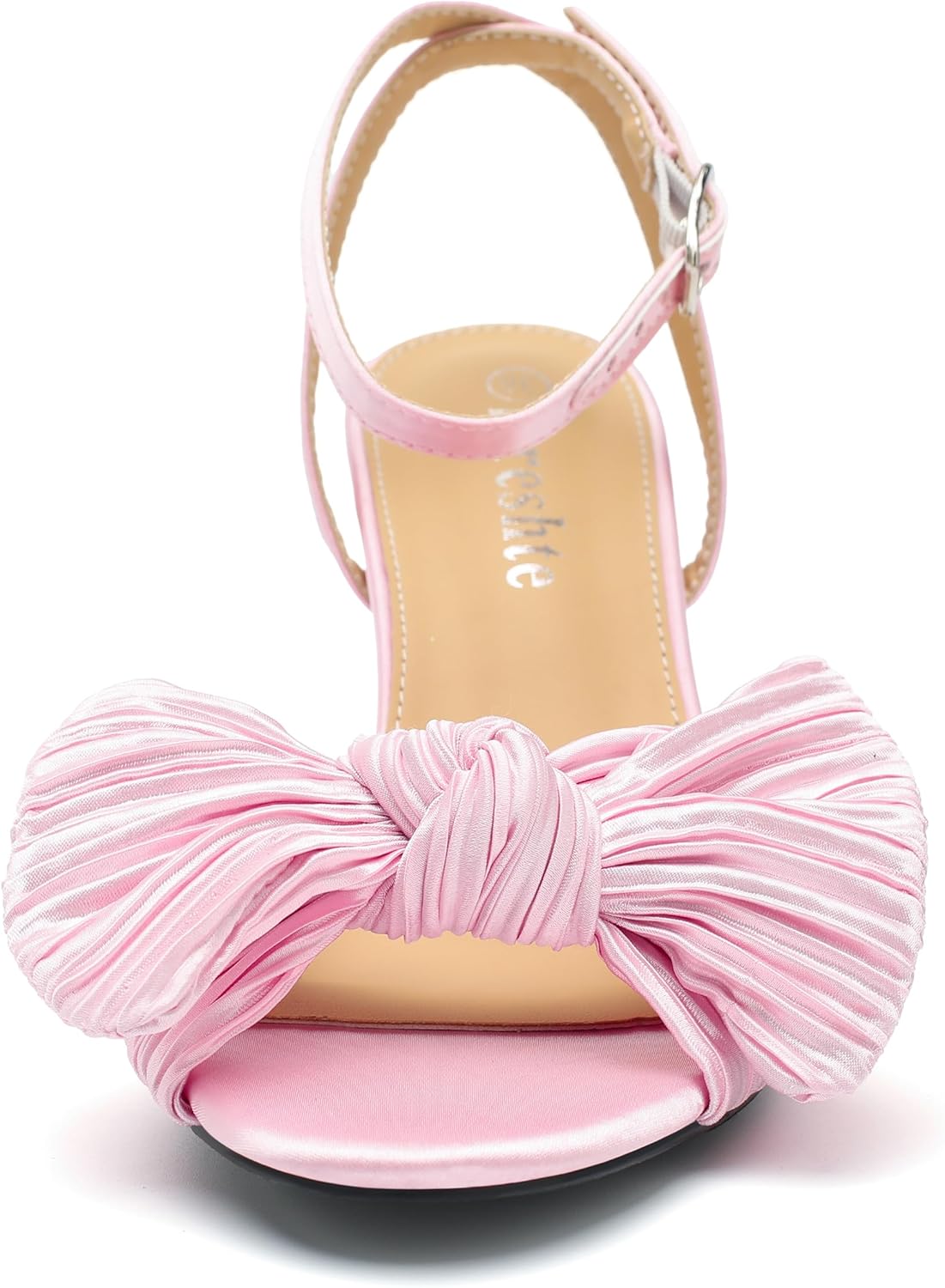 Women's Bow Chunky Heel Sandals Open Toe Ankle Strap Slingback Dress Shoes Pink 41 - US 8.5 - Image 6