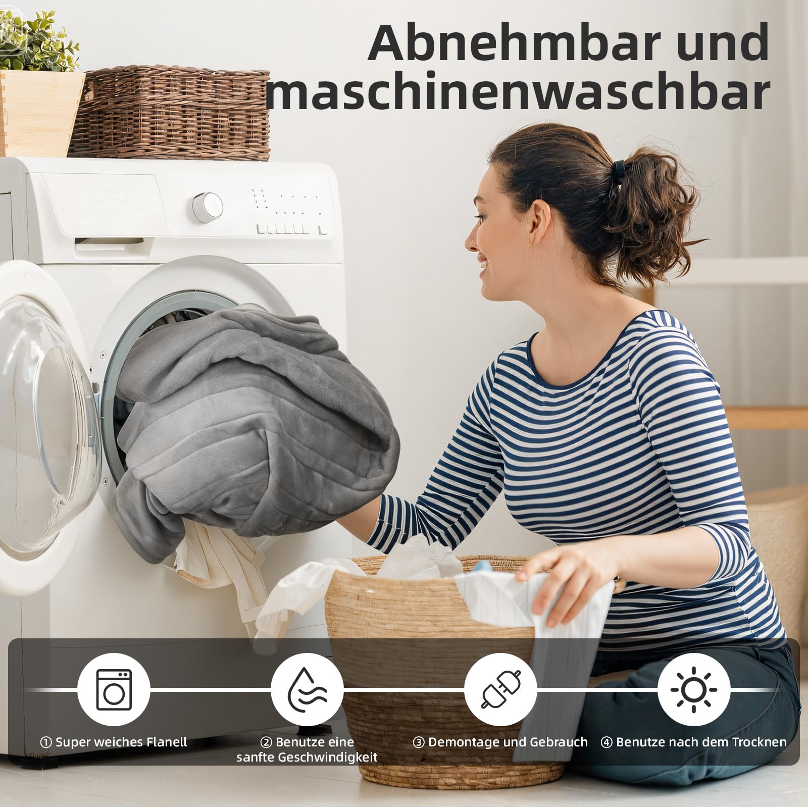 Heizkissen Heizdecke mit Abschaltautomatik 9 Temperaturstufen 6 Timer Maschinenwaschbar Überhitzungsschutz Flanellstoff 130x160cm