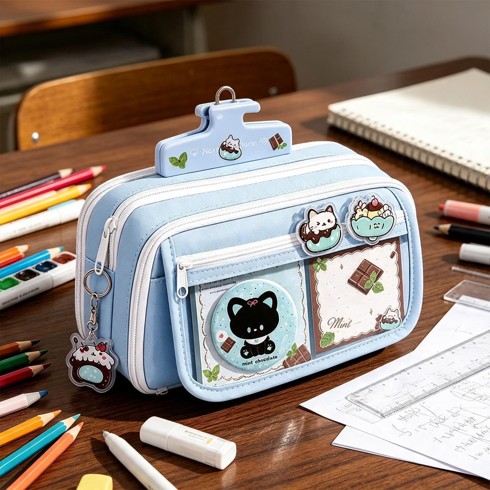Set di cancelleria da donna Kit Di Cancelleria Scolastica Con Astuccio | Forniture Scolastiche E Universitarie per Università, Casa, Adolescenti, Studenti, Ragazze, Ragazzi, Bambini
