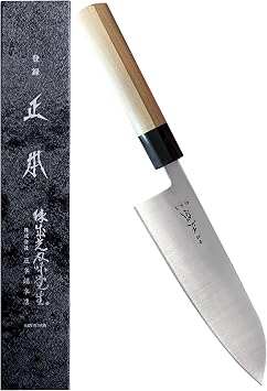 MASAMOTO MV Santoku Knife 7" 180mm Made in Japan - Japanese All Purpose Kitchen Knife - Japanese Stainless Steel Blade & Wa Wood Handle