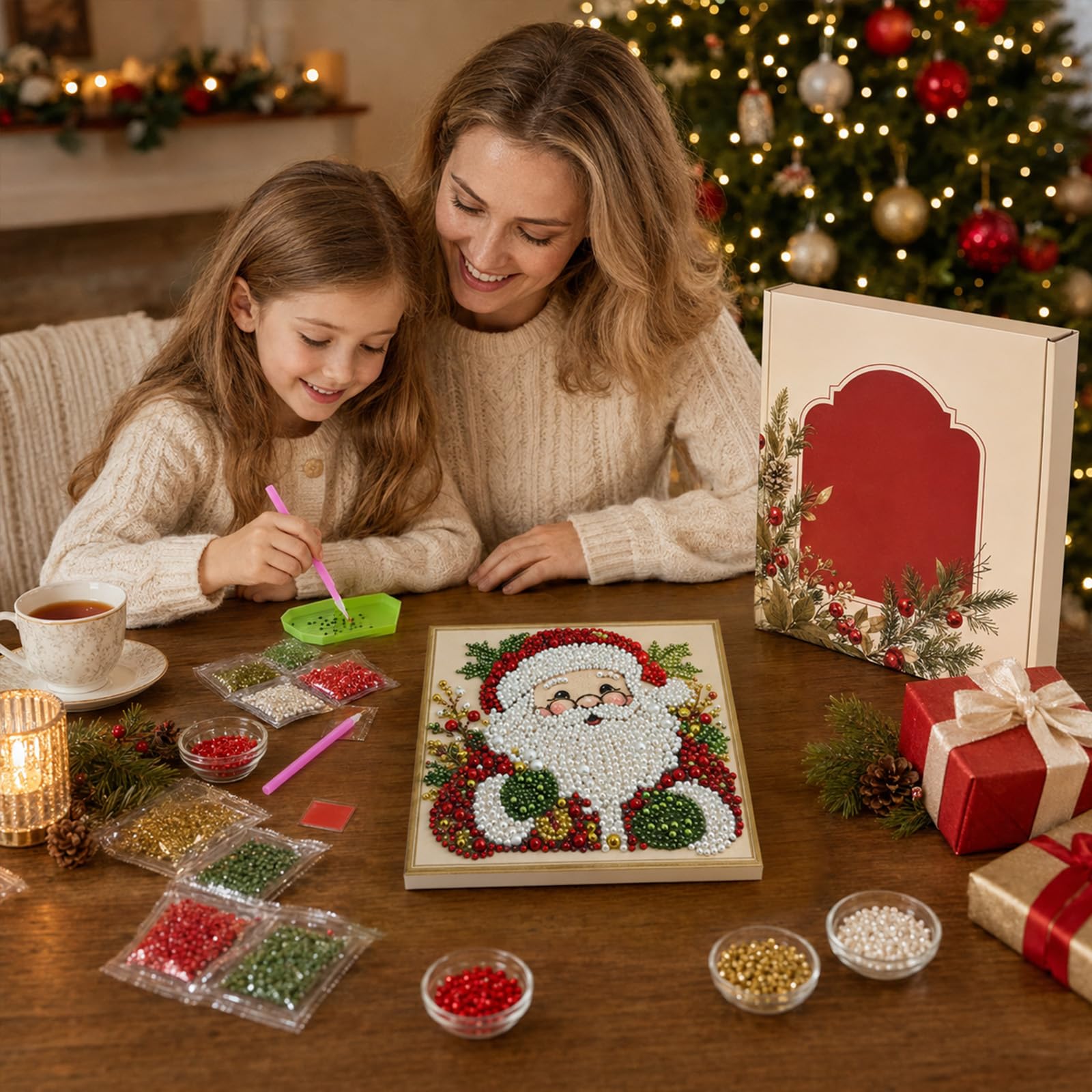 Kit di 5 perline natalizie per adulti, set di perline di perle