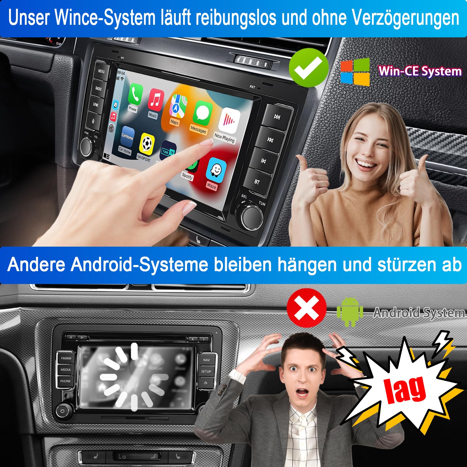 Autoradio für VW Touareg 2004-2011 Transporter T5 Multivan 2004-2009 Kompatibel Wireless Apple Carplay & Android Auto, 7 Zoll Radio mit Touchscreen/Bluetooth/FM/AM/USB/DSP/RDS/Mirror Link