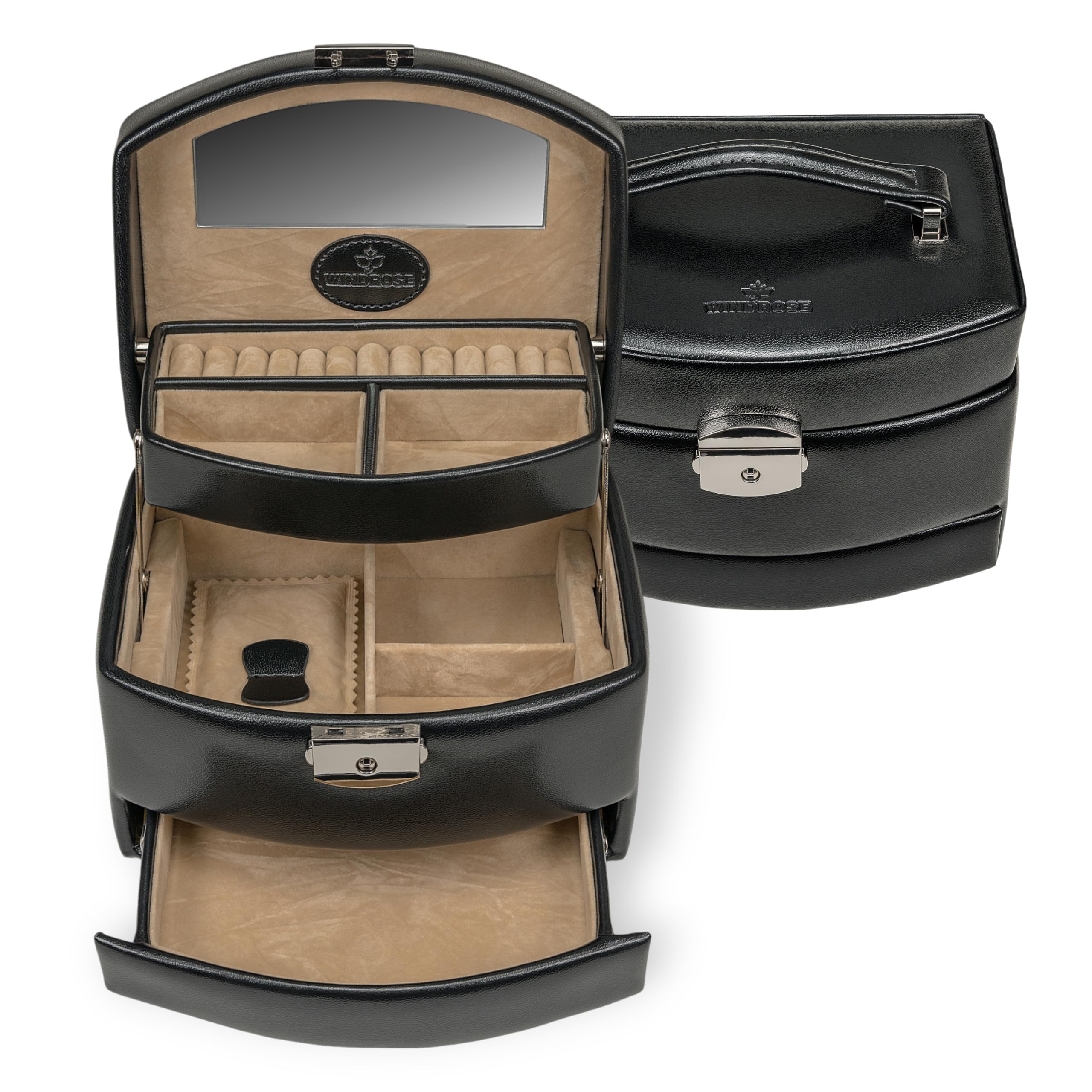 Windrose Merino Moda Jewellery Box Automatic Black