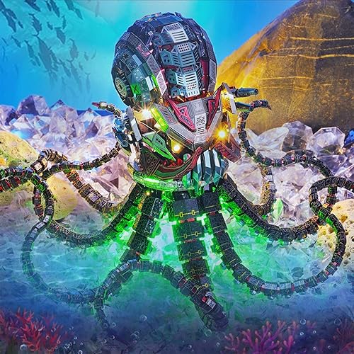 Miniatura 8 de Microworld Rompecabezas de metal 3D, kit de modelo de metal mecánico de pulpo, desafío del diablo, juego de modelos de metal, tierra de metal