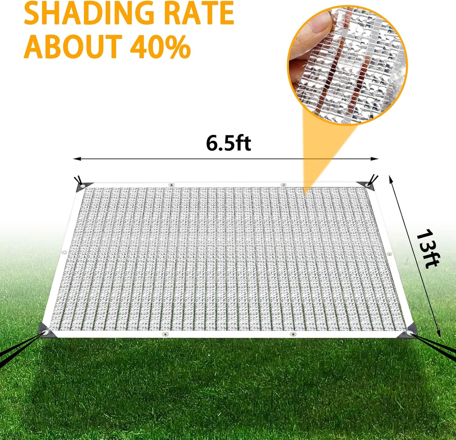Aluminum Shade Cloth - 80% Garden Shade Cloth, Mesh Tarp - for Greenhouse Plants Patio, Sun Protection - for Cars Pergola Chicken Coop Dogs Outdoor, Covers with Grommets, 6.5 x 12 FT