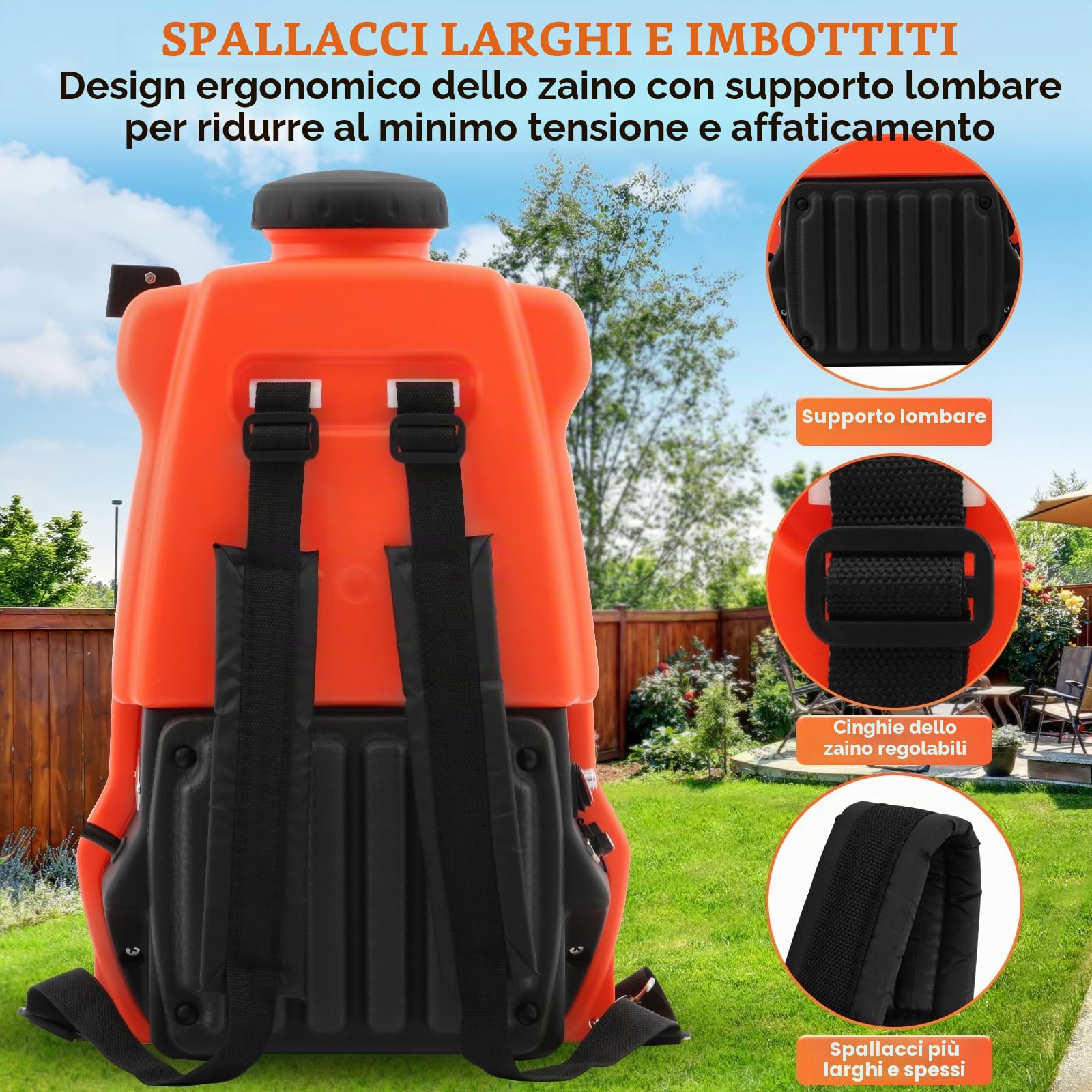 Nebulizzatore a Batteria 20L, carrello con ruote regolabile, 0-65 PSI, Atomizzatore a Spalla con 4 ugelli per diserbo, spruzzatura, pulizia, industria, commercio, medicina, ecc
