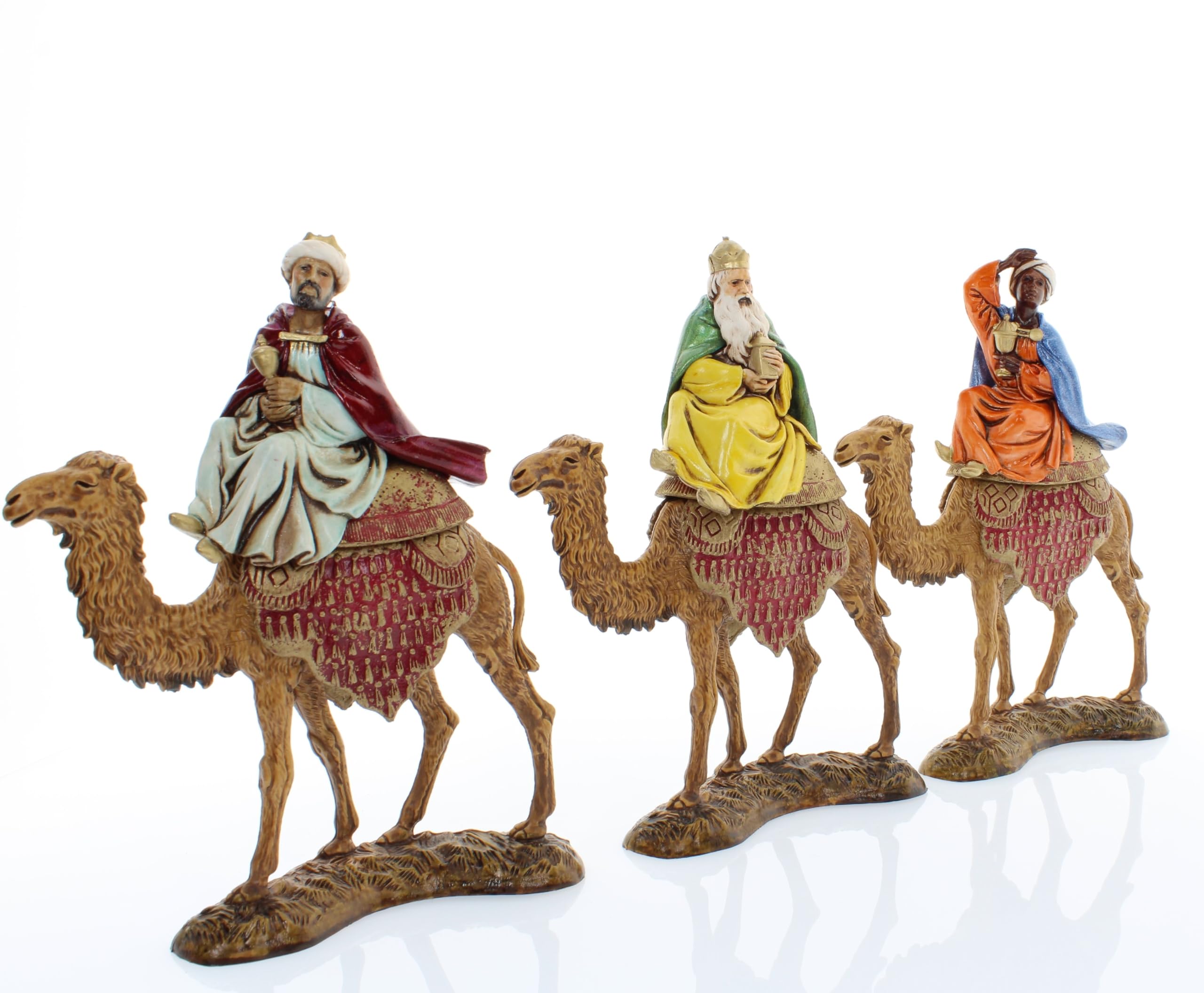 Moranduzzo Reyes Magos a Camello para Belén de 10 cm – Set 3 Figuras, Escala 1:20 – Standard 10, Estilo '700, Pintadas a Mano, Producto Oficial, Made in Italy, Escultor M. Landi