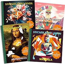 BulbaCraft 4Pcs Sticker by Number for Adults, Sticker Paint Books for Adults - Coloring Mosaics Activity