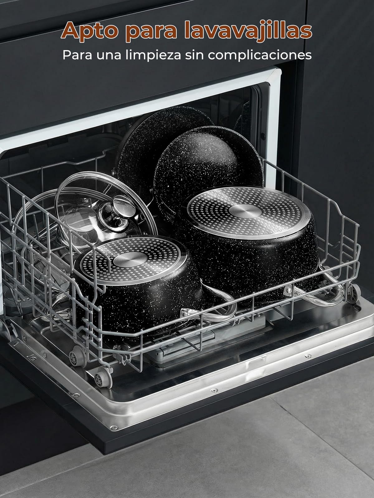 FOHERE Juego de Ollas y Sartenes Cocina Cerámicas Antiadherentes 17 Piezas | Batería de Cocina Aluminio, Apto para Inducción, Horno y Lavavajillas