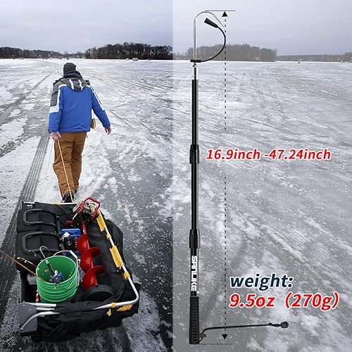 Miniatura 27 de SANLIKE Pescado telescópico con gancho de lanza de pesca de mar inoxidable, mango suave de aleación de aluminio poste para agua salada en alta mar