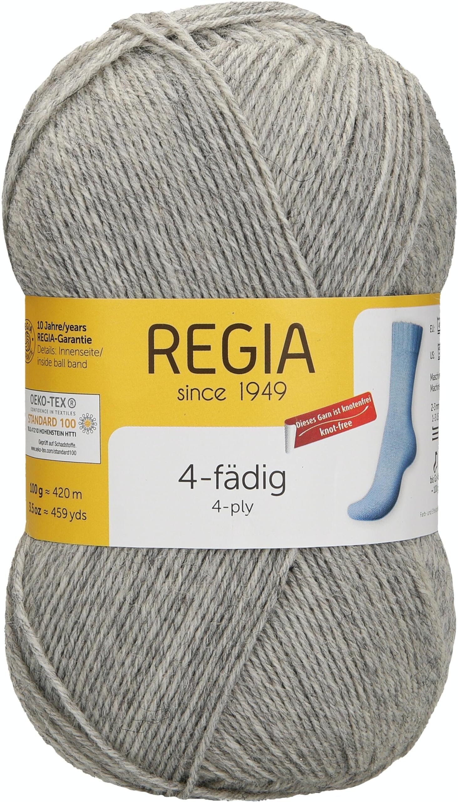Regia 4-fädig Uni Sockengarn 9801268-01991 hellgrau meliert