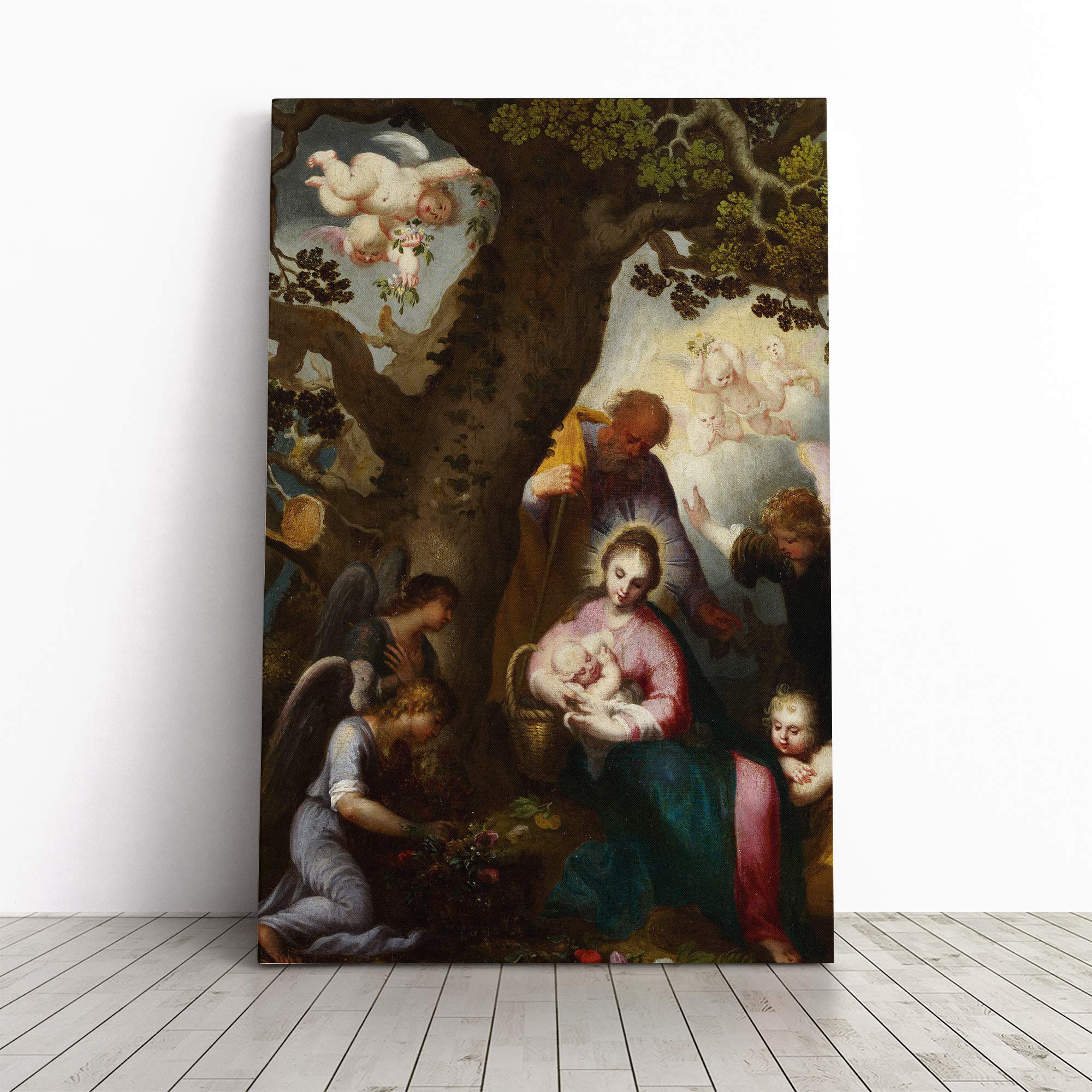 Abraham Bloemaert Flight into Egypt Canvas Print | Gallery Wrapped 30mm Frame Wall Art | 24x16 inches | Ready to Hang | Modern Picture | Living Room Bedroom Lounge Office