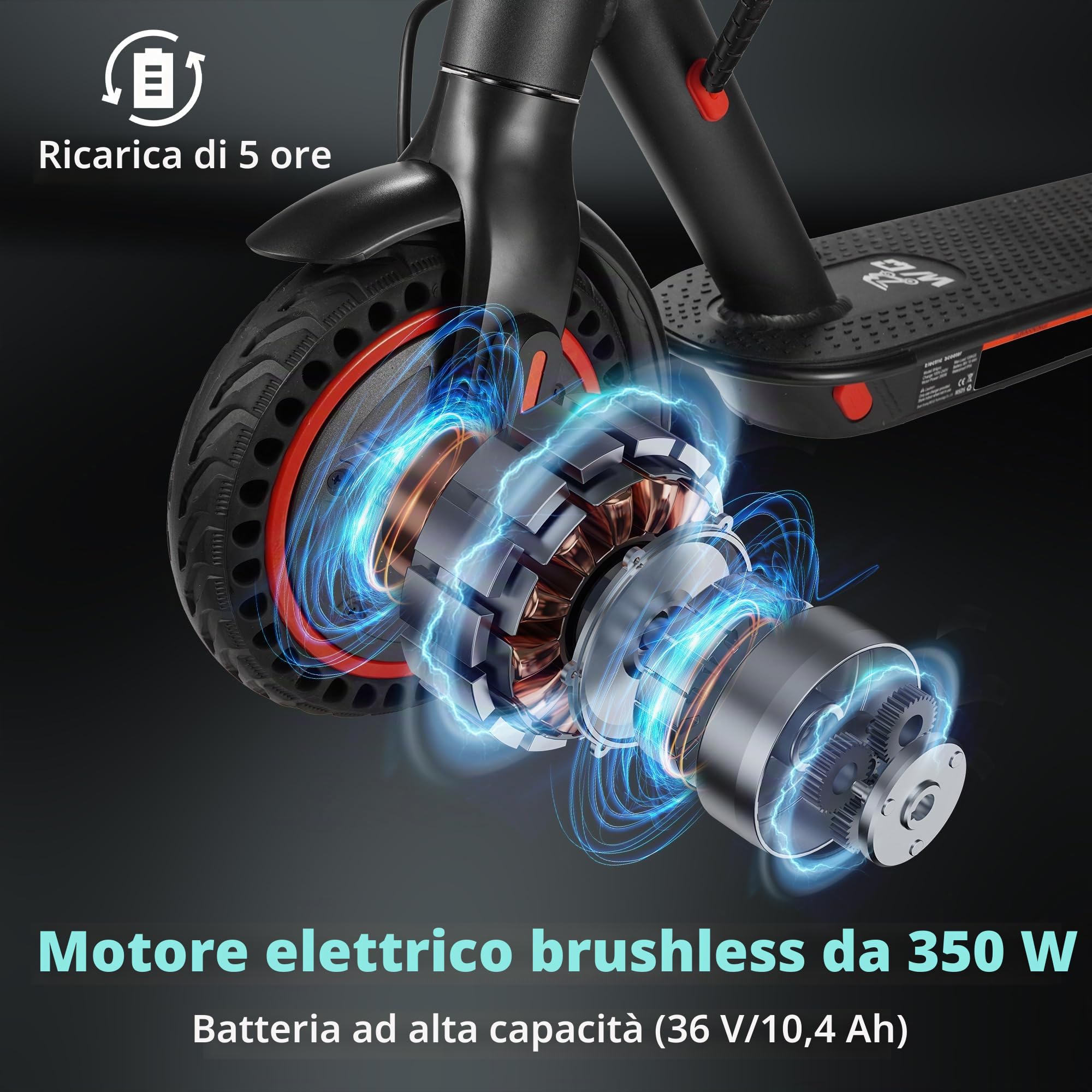 Monopattino elettrico con pneumatici da 8,5 pollici, monopattino elettrico per adulti con motore da 300 W e cruise control, autonomia 25-35 km, modalità a 3 velocità, doppio sistema frenante, monopatt