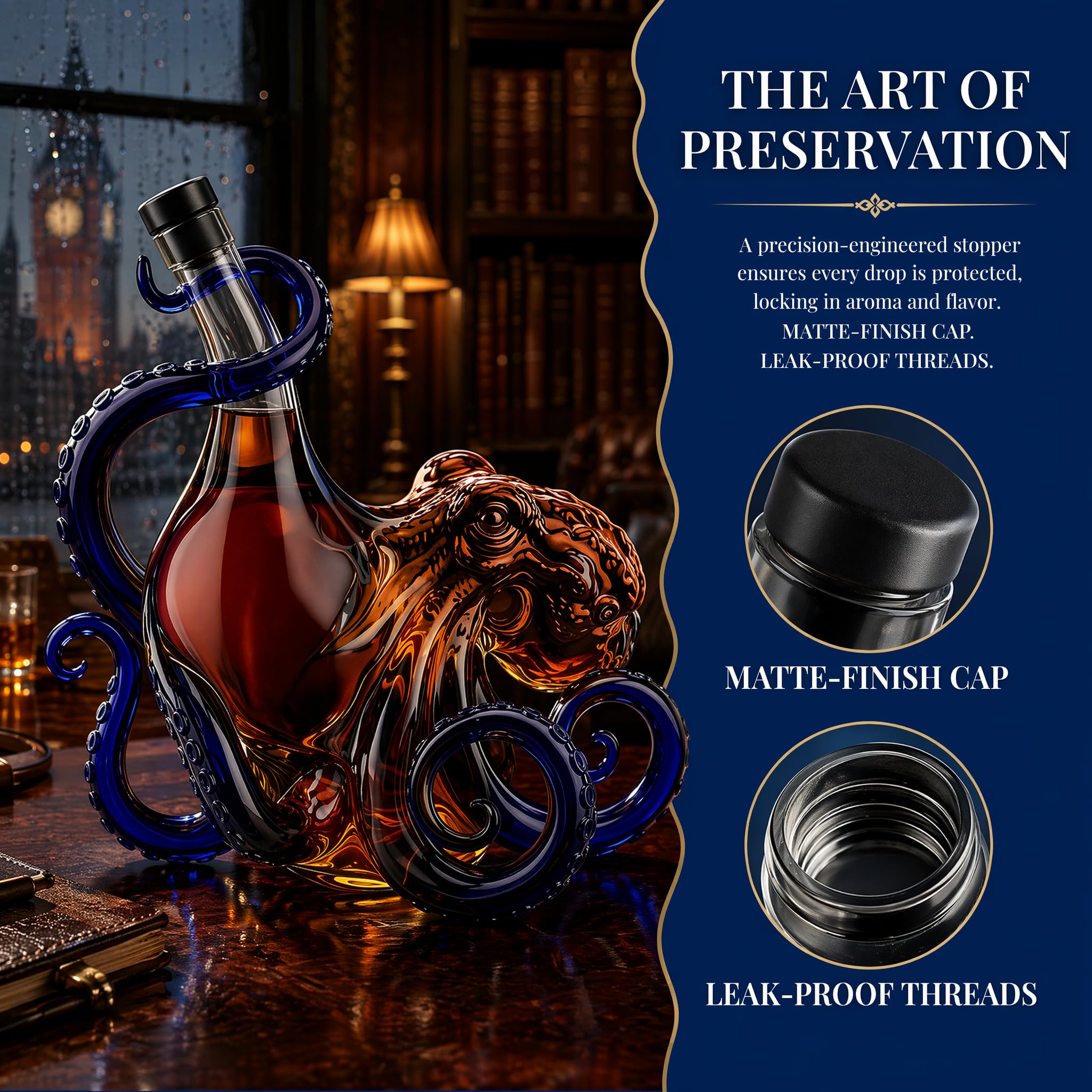 Rum Edition Bouteille à décanter à whisky en forme de pieuvre 3D