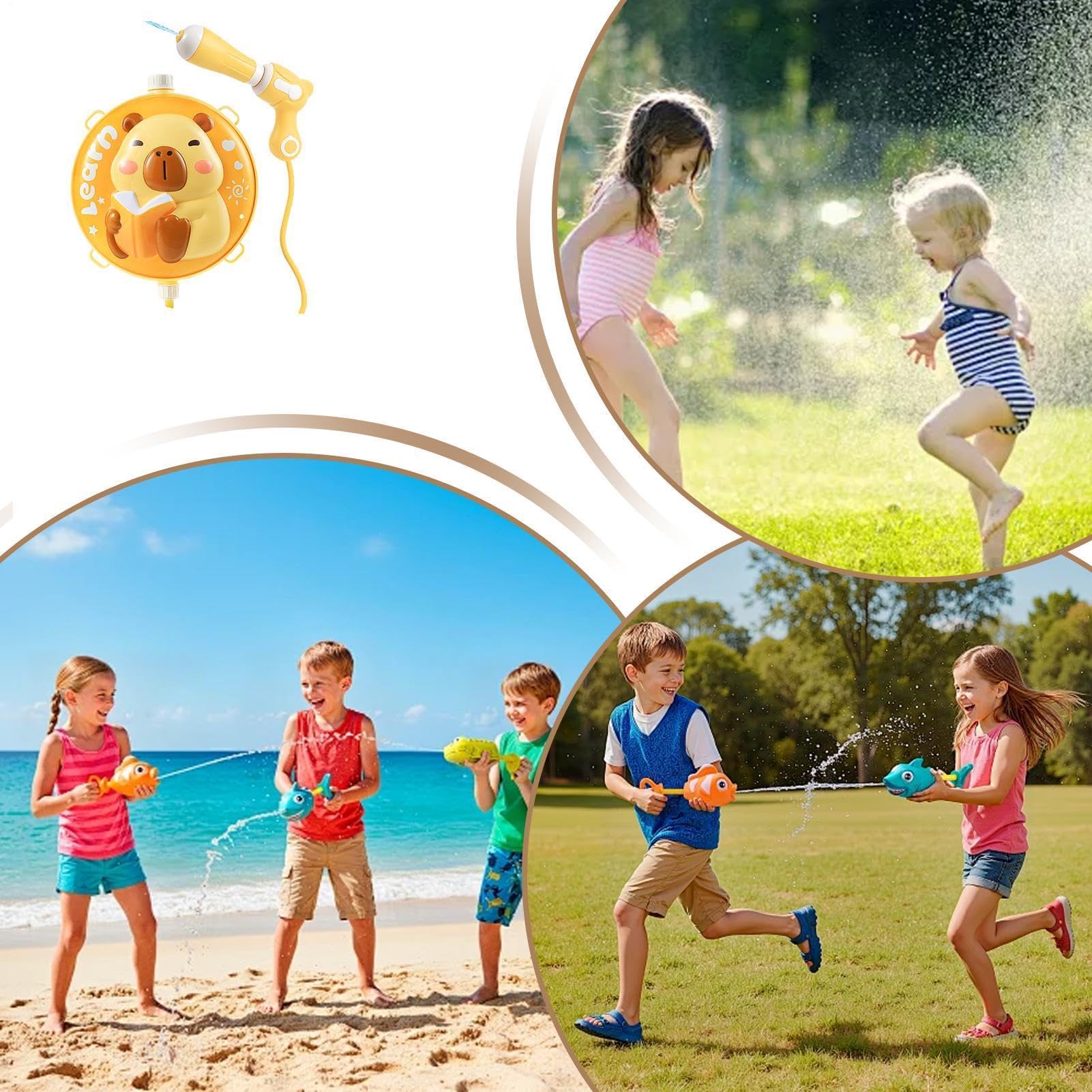 Pistola De Agua Con Mochila Capibara 2000 Ml | Juguete Acuático Para Niños | Ideal Para Piscina Y Playa