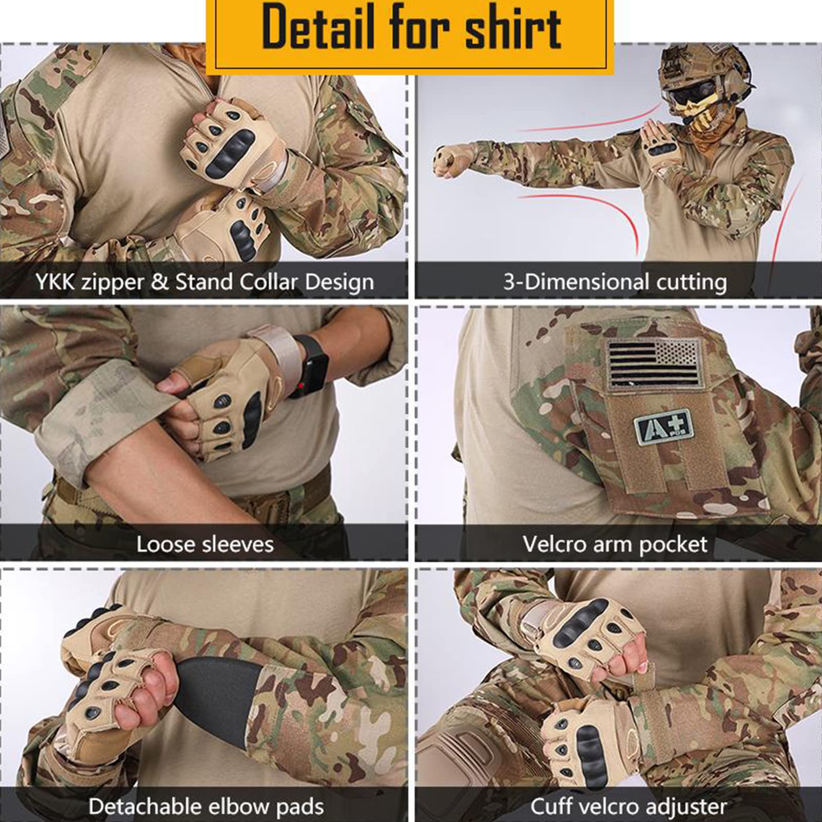 Abbigliamento tattico Combat Bdu Camouflage Uomo Uniforme, G3 Airsoft Military Set, Giacca Camicia & Pantaloni Completo.