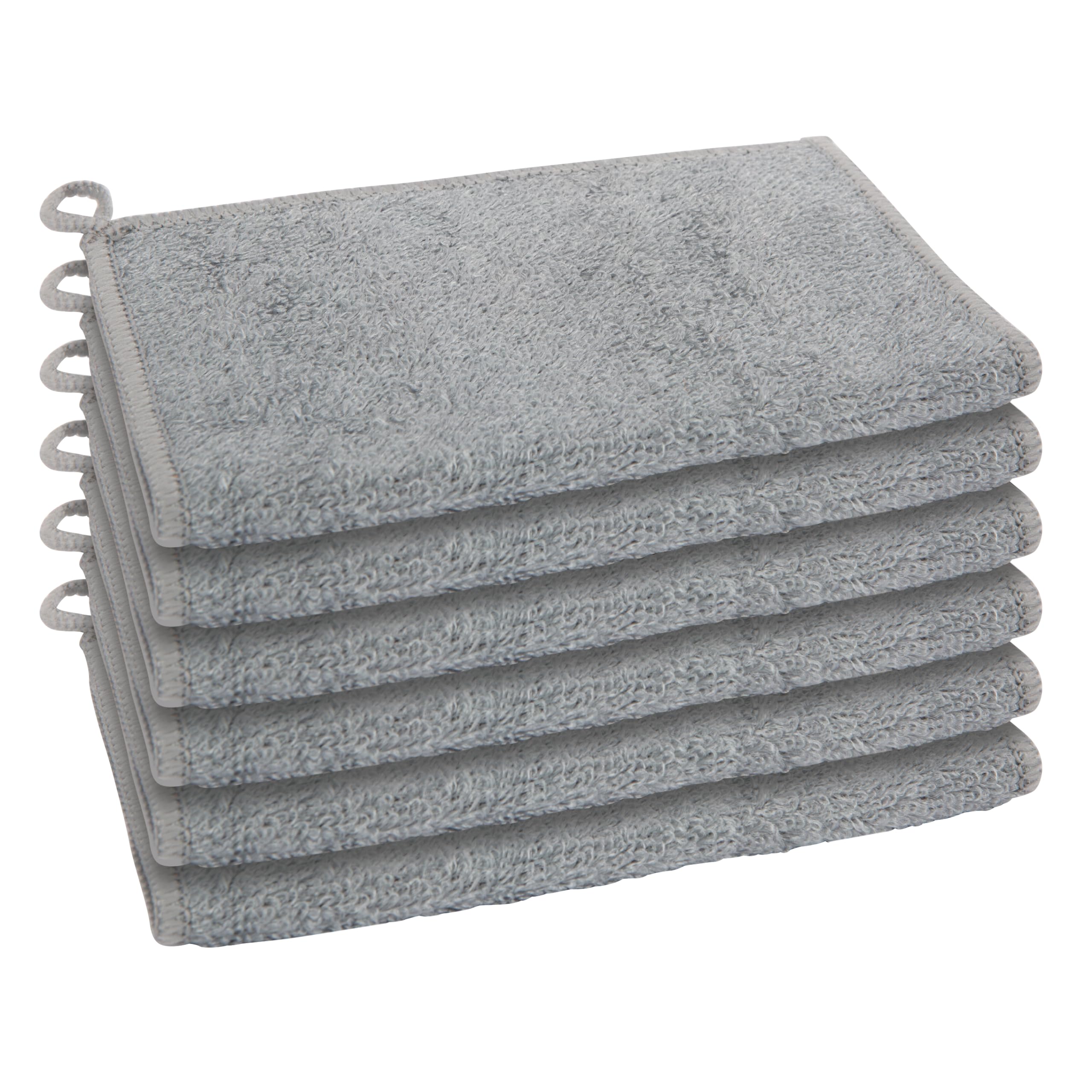 Oggi Bambou Odor-Free Kitchen Washcloths - Natural Kitchen Dish Cloths, 91% Bamboo-Derived Rayon Cellulose Fiber, Reusable, Absorbent, Hygienic, Fast Dry, Durable, Non-Scratch, Lint-Free - 6 pcs, 7x9