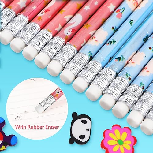Miniatura 2 de Lápices con 100 mini borradores novedosos para borradores de animales de dibujos animados con 2 cajas de lápices de grafito para tareas