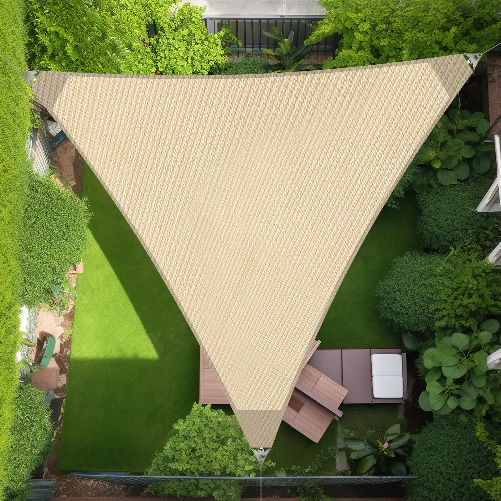 Artpuch Sun Shade Sail with Wire Rope 26'X26'X26', Commercial Heavy Duty Beige Shade Sails with 8IN Sun Sail Hardware Kit Breathable 98% UV Block for Playgrounds,Backyard (We Make Custom Size)