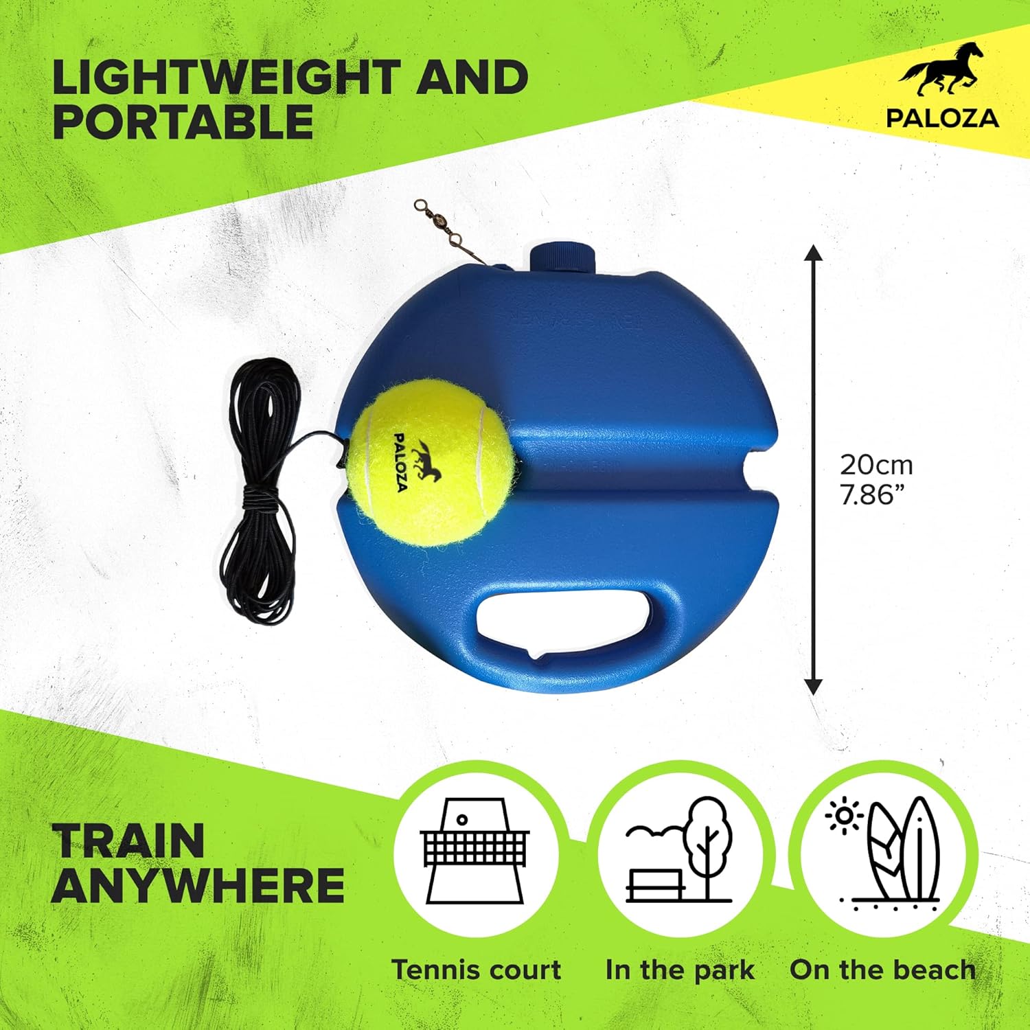 PALOZA Professional Tennis Trainer – Tennis Trainer Rebound Ball – Tennis Equipment for Self-Practice – Portable Tennis Practice Rebounder – Solo Tennis Trainer with Long Ropes and Tennis Headband : Sports & Outdoors