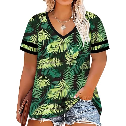 RITERA Plus Size Tops for Women Short Sleeve T Shirt Casual Summer V Neck Tunics Tees XL-6XL