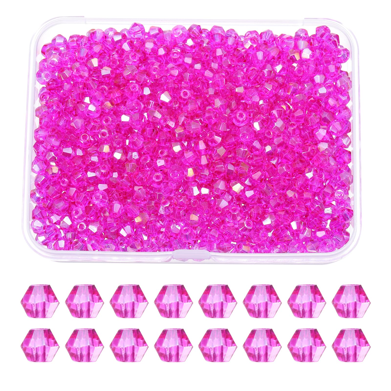 PATIKIL 1000pcs 4mm Bicone Glass Crystal Beads