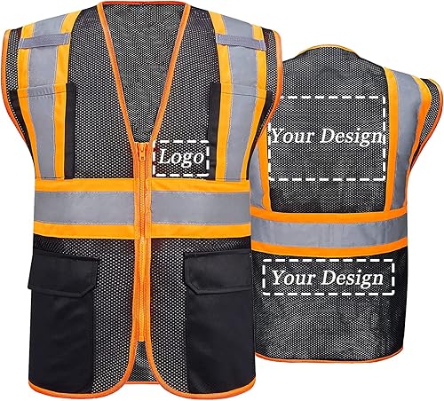 BeautyWill Chaleco personalizado, chaleco de seguridad personalizado clase 2, chaleco de seguridad con tiras reflectantes