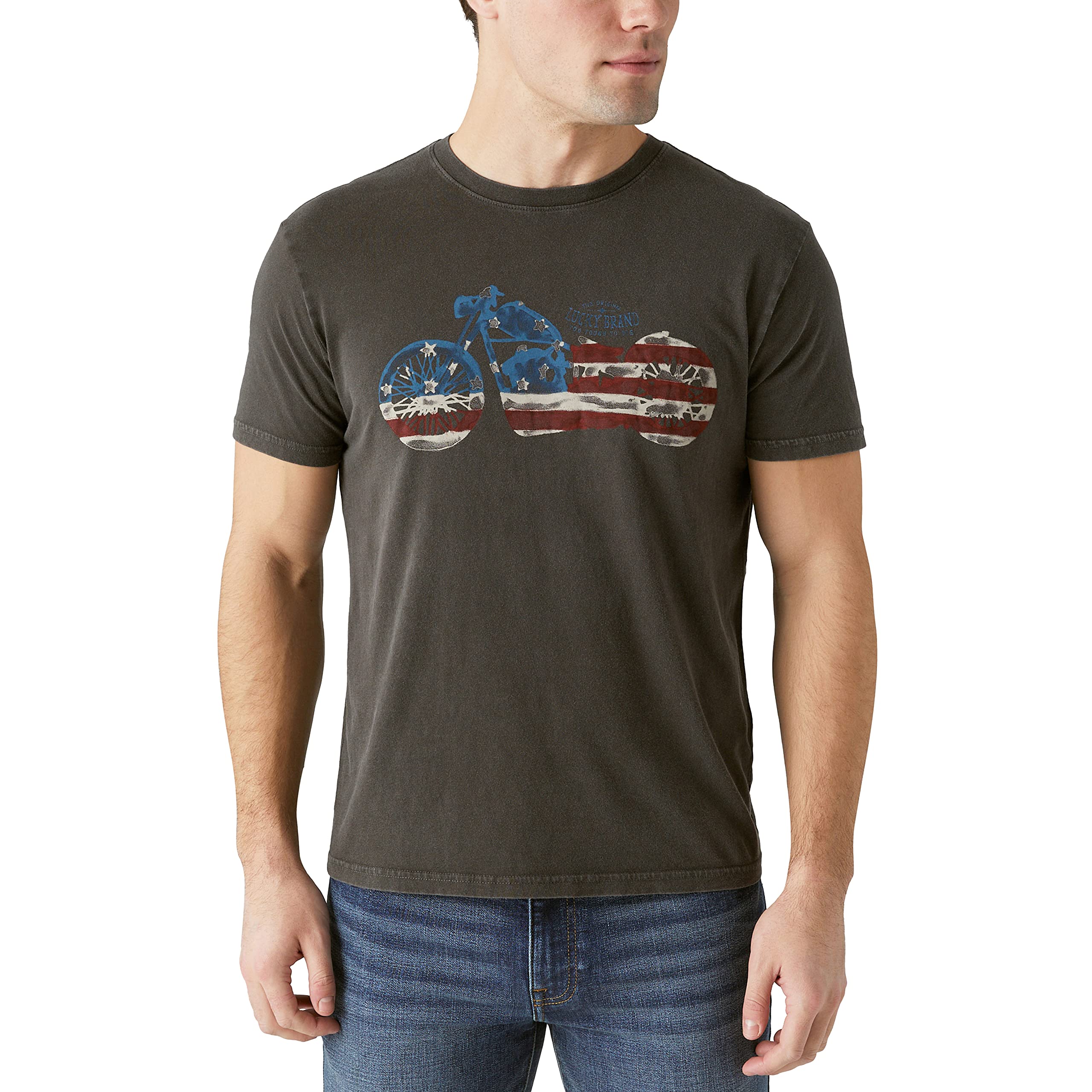 Lucky Brand Men's Short Sleeve Flag Bike Graphic Tee