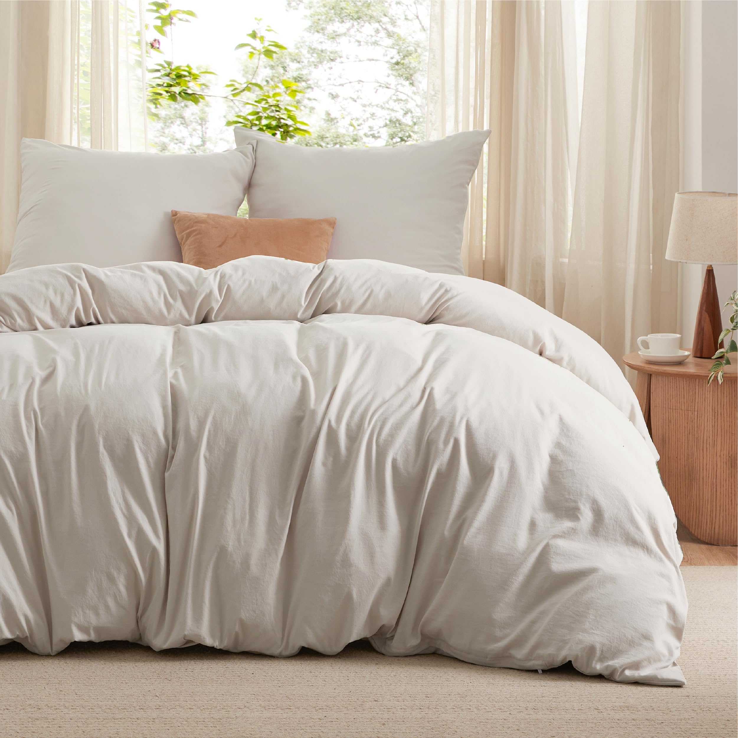 BEDSURE Biancheria da letto 260 x 240 cm, 3 pezzi, in lino, 1