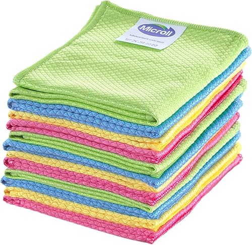 Fushia Paño de limpieza de vidrio de microfibra Limpieza rápida de ventanas gafas Juegos de toallas de microfibra con paquete de 12 Paños de