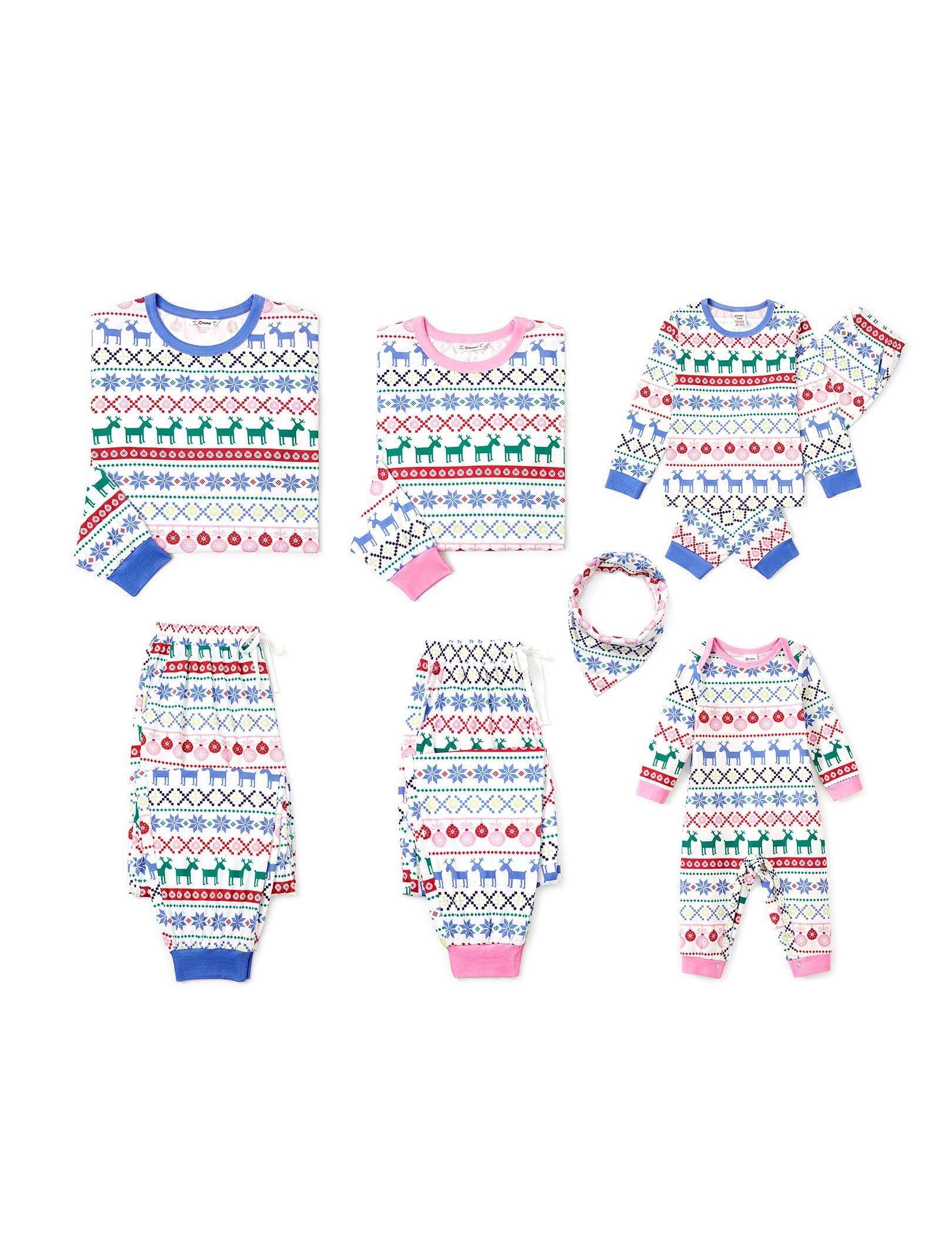 PATPATFamily Christmas Pjs Matching Sets Reindeer and Snowflake Patterned Sleepwear Xmas PJS Set for Couples and Kids