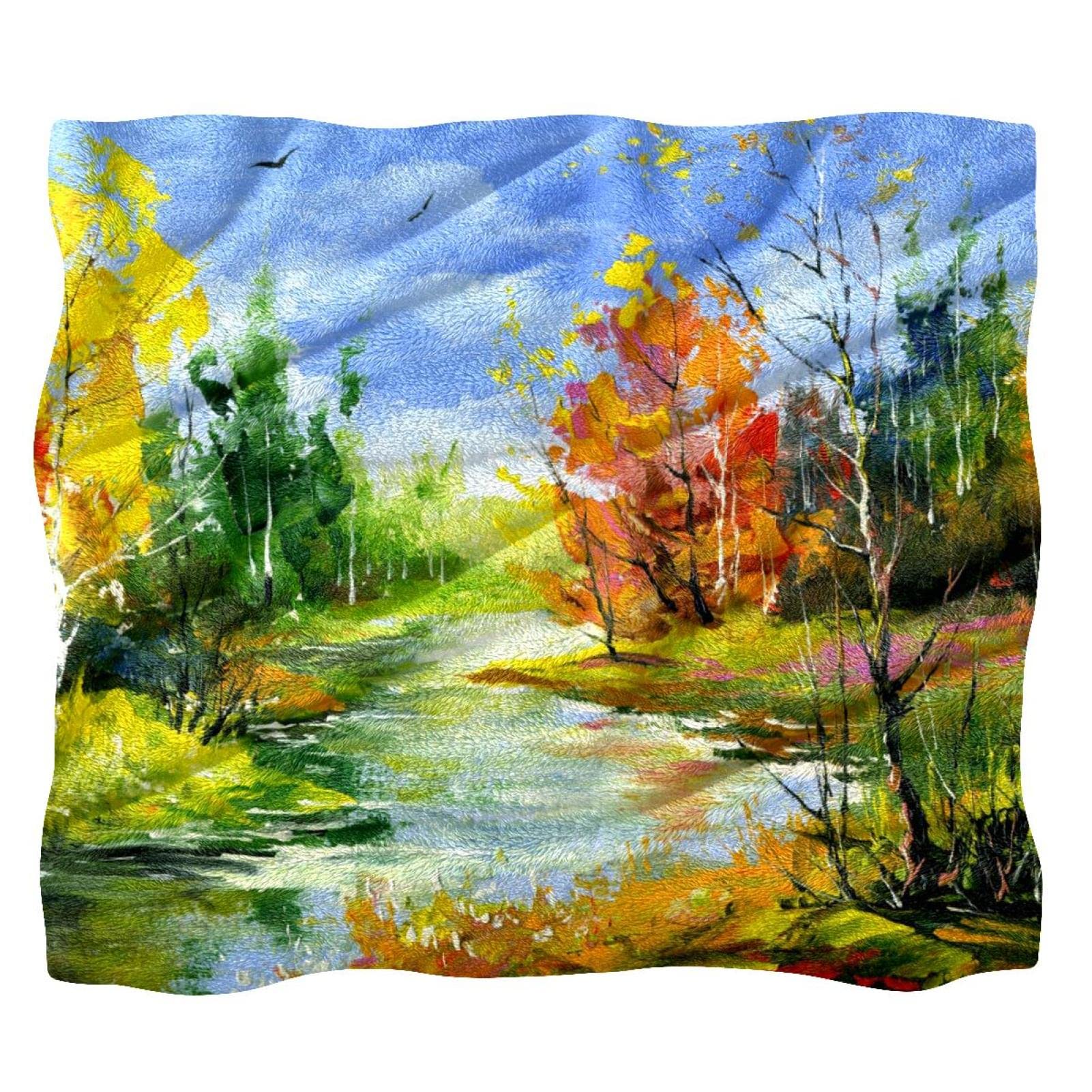 Couverture polaire canapé lit finitions premium paysage bois