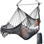Chihee Hammock Chair Super Large Hanging Chair Soft-Spun Cotton Rope Weaving Chair, Collapsible Strong Metal Spreader Bar Wide Seat Lace Stretch Swing Chair Indoor Outdoor Garden Yard Theme Decoration | Cotton Blended Rope Hanging Chair Ventilated So